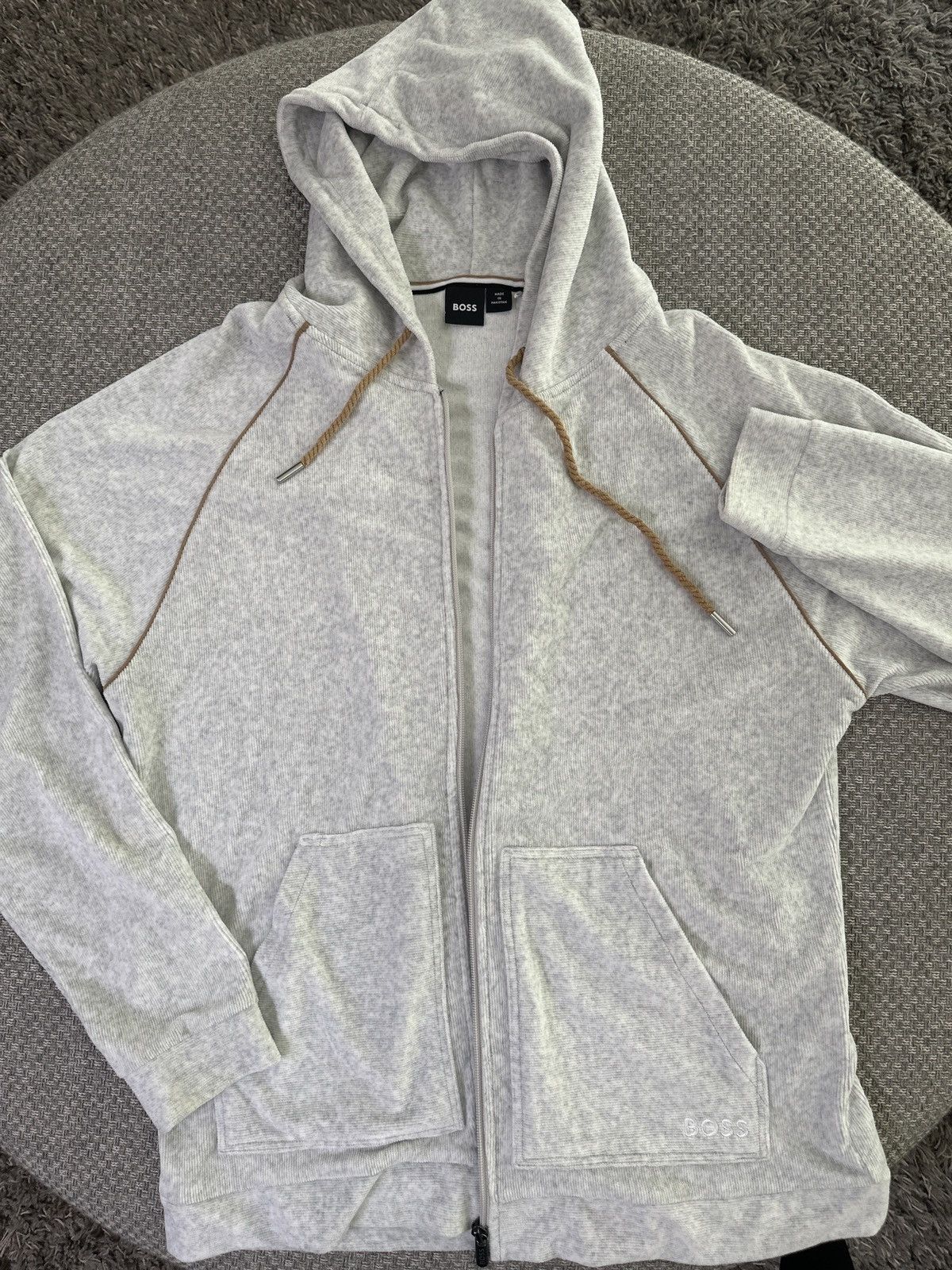 Hugo Boss BOSS Hugo Boss Light Gray Zip Hoodie XL Size US XL / EU 56 / 4 - 1 Thumbnail
