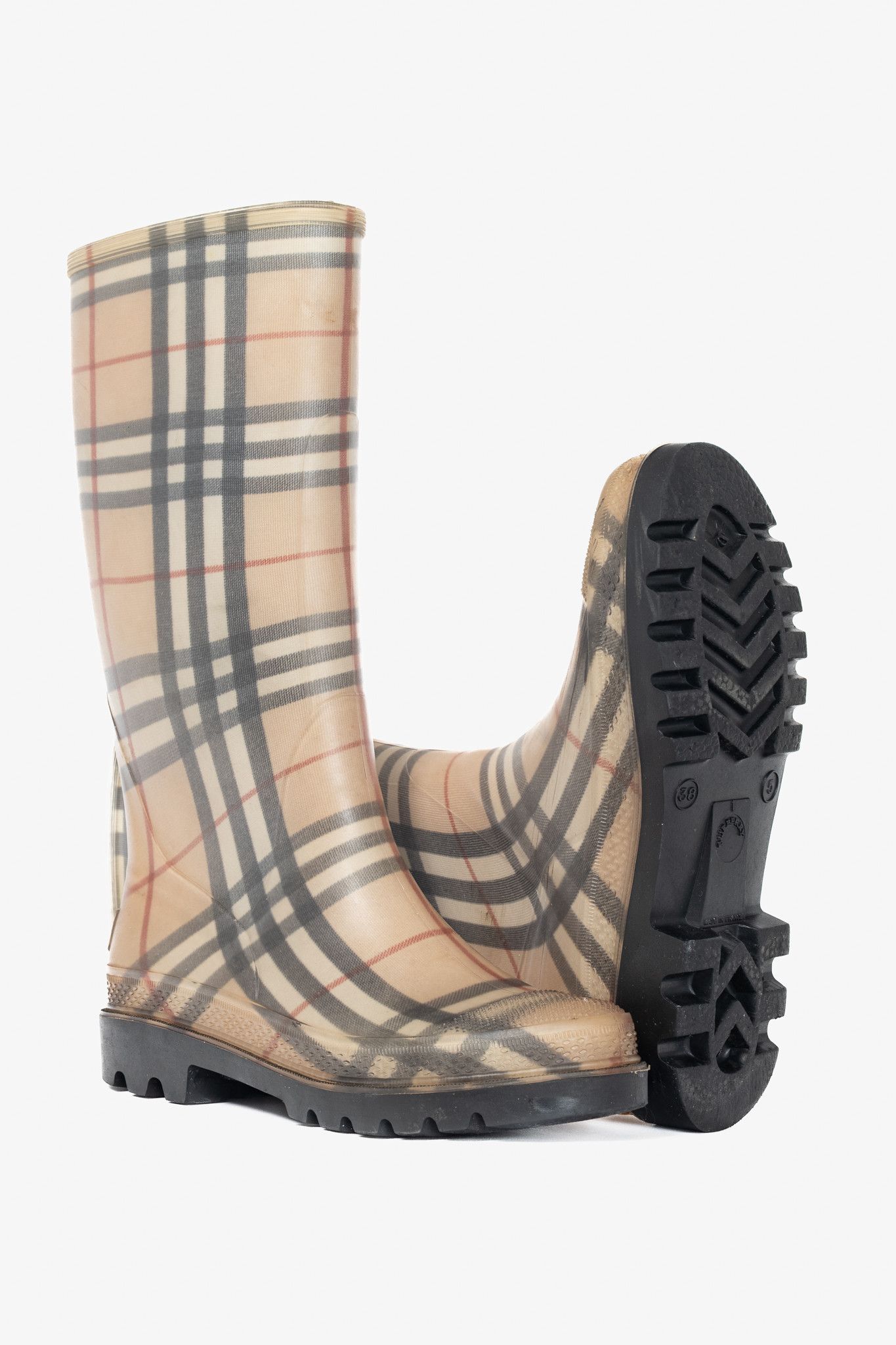 Burberry Burberry Haymarket Tall Rubber Rain Boots Size US 7.5 / IT 37.5 - 4 Thumbnail