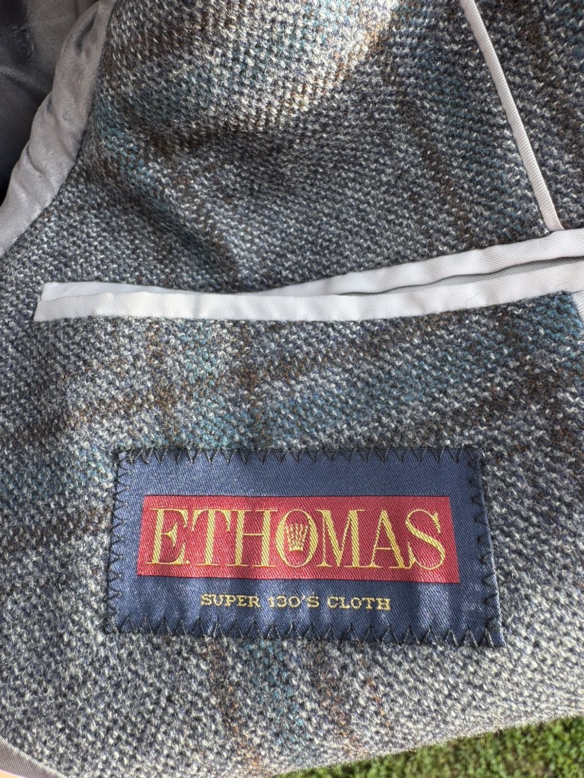 Other E. Thomas Blazer 38r Super 130s & Cashmere Checked Dual Vent Size 38R - 5 Thumbnail