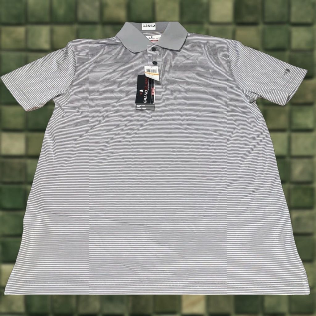 Vintage VINTAGE Grand Slam Performance Polo Gray Striped Mens Golf Polo Shirt Small NWD-12552 Size US S / EU 44-46 / 1 - 1 Thumbnail