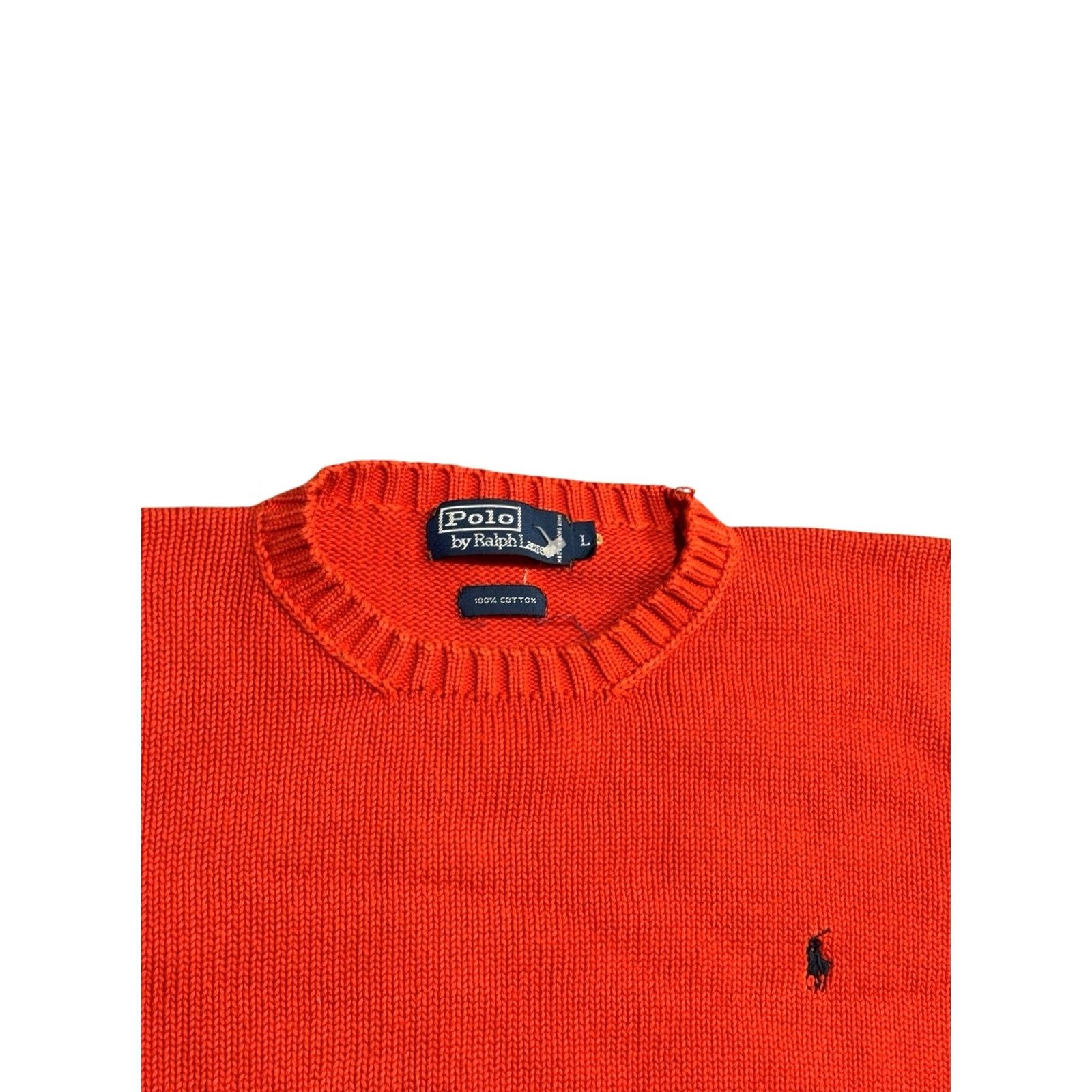 Polo Ralph Lauren VINTAGE Polo Ralph Lauren Sweater Mens L Orange Crewneck Cotton Pullover 90s Size US L / EU 52-54 / 3 - 3 Thumbnail