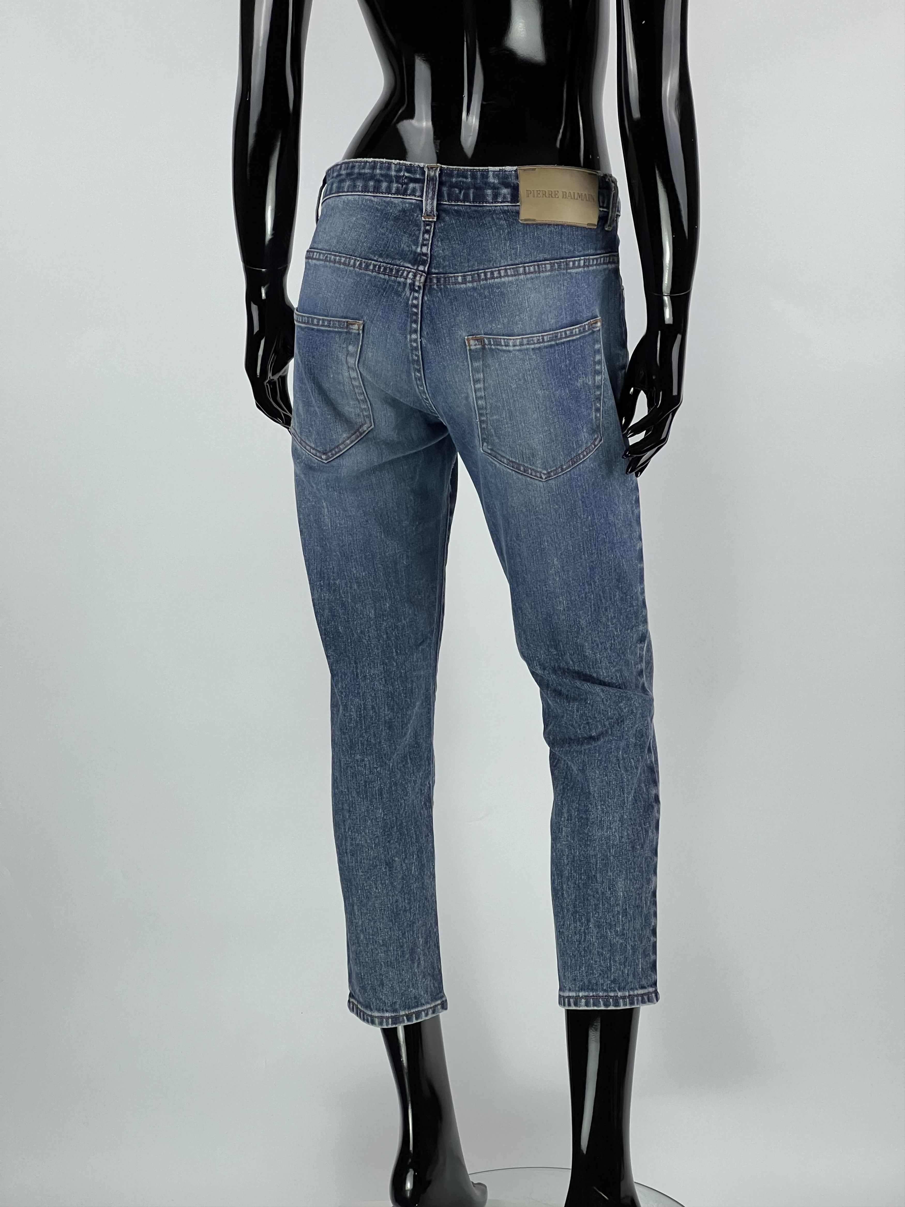 Pierre Balmain Pierre Balmain Women's Blue Cropped Skinny Jeans Size 30/44 Size 30" / US 8 / IT 44 - 3 Thumbnail