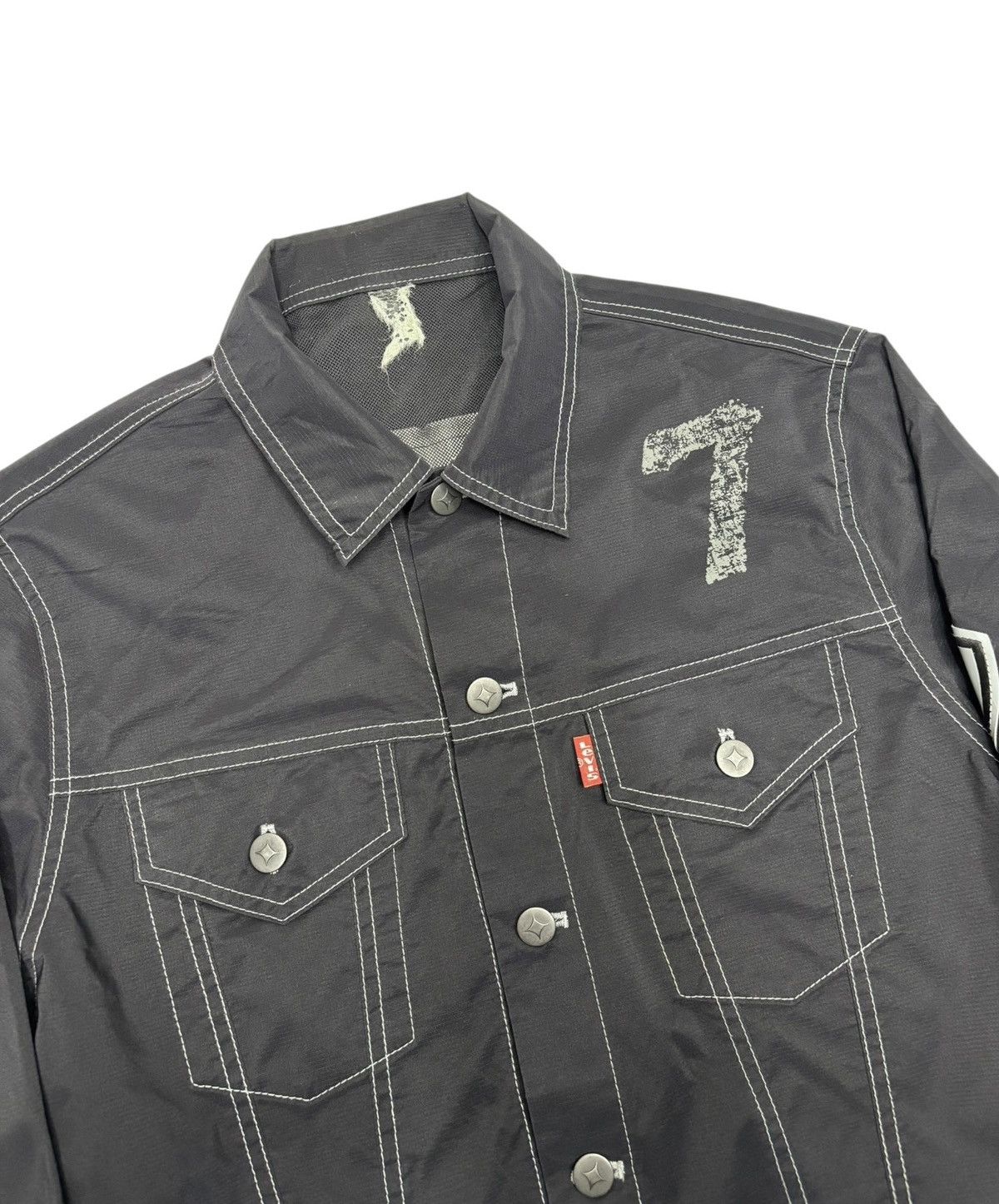 If Six Was Nine × Levi's 🔥RARE LEVIS FLU BLACK NYLON TRUCKER JACKET Size US M / EU 48-50 / 2 - 14 Thumbnail
