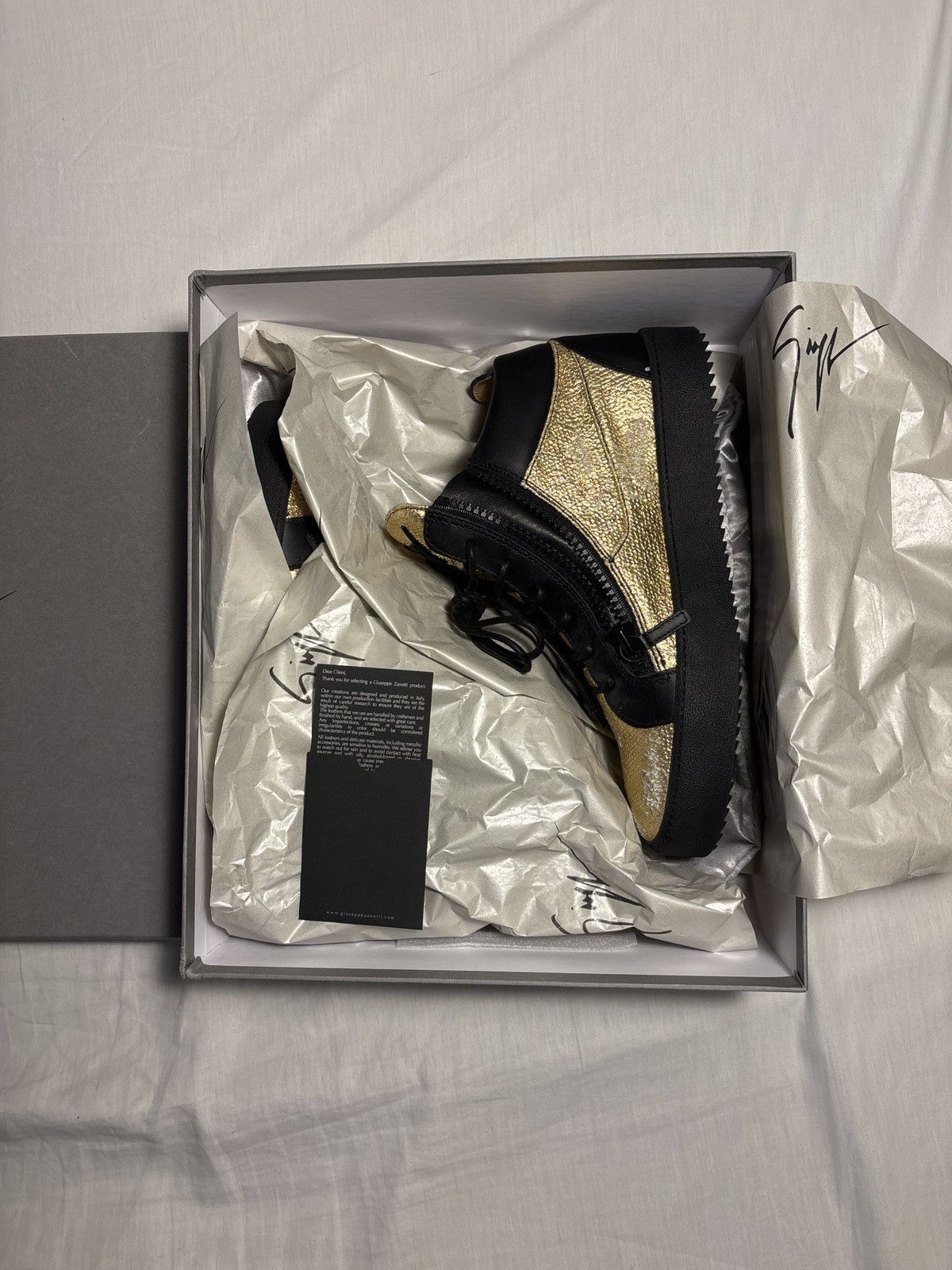 Giuseppe Zanotti Giuseppe Zanotti Mid-Top Sneaker Distressed Gold/Black Size US 10 / EU 43 - 8 Thumbnail