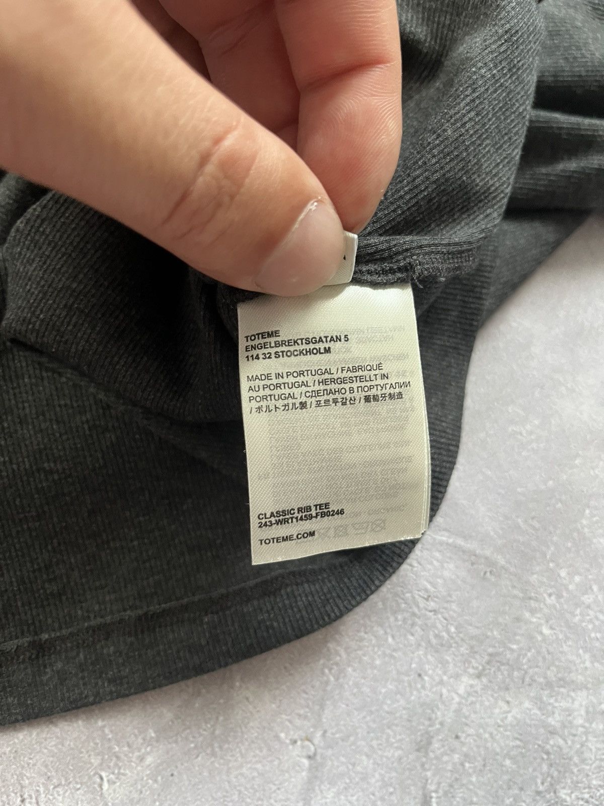 Toteme Toteme Classic Rib Tee Gray T-Shirt Size XL Size XL / US 12-14 / IT 48-50 - 5 Thumbnail