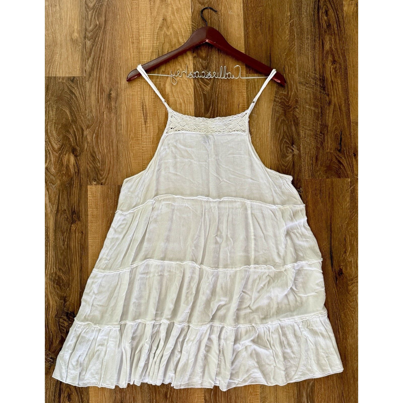 Other Raviva Women’s Size Large White Maxi Rayon Tiered Dress Boho Size L / US 10 / IT 46 - 2 Thumbnail