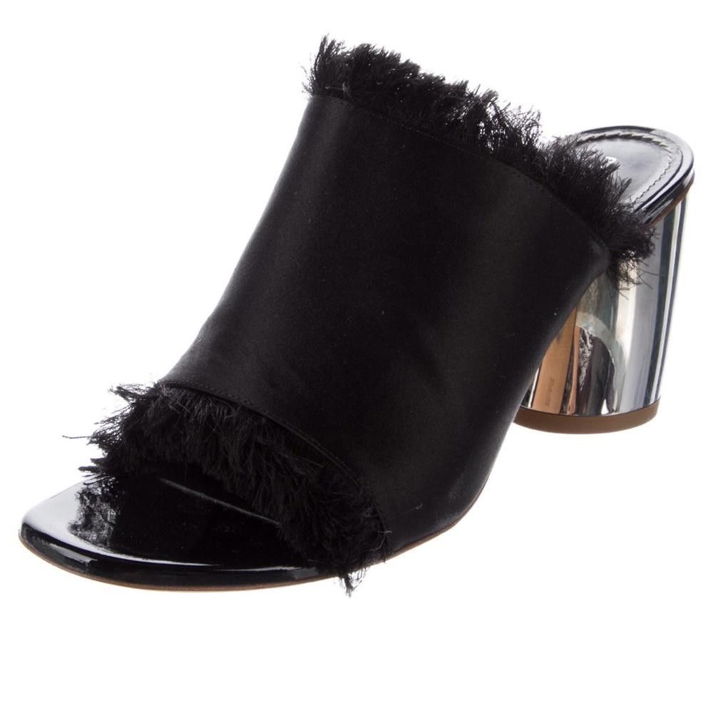 Proenza Schouler PROENZA SCHOULER Fringed Satin Mule Pump Black Size US 7 / IT 37 - 2 Thumbnail