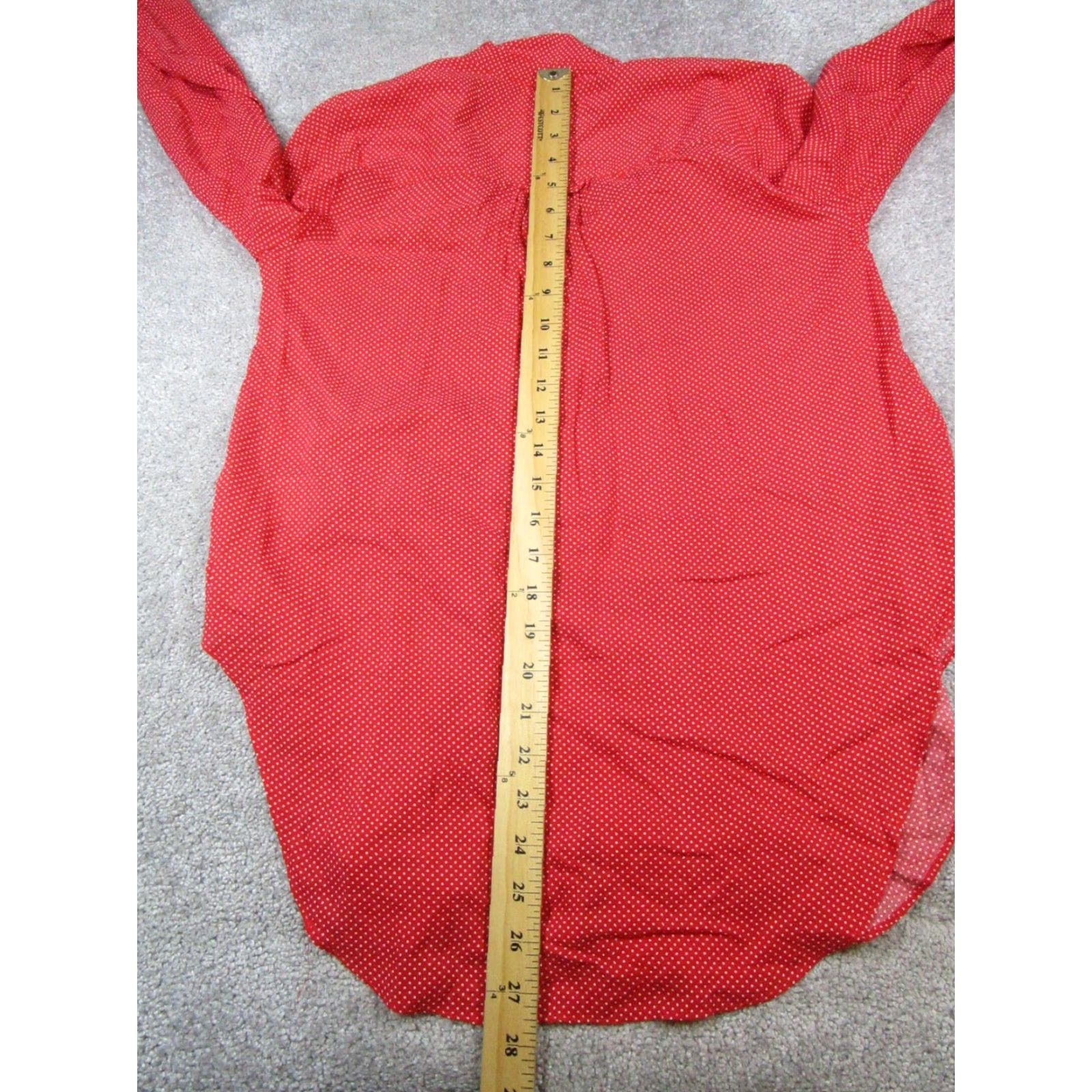 Vintage Maeve Shirt Womens XS Red White Polka Dot Blouse Long Sleeve Collared Closure Button Rayon Fabric Regular Womens Blouse Maeve Size XS / US 0-2 / IT 36-38 - 7 Thumbnail
