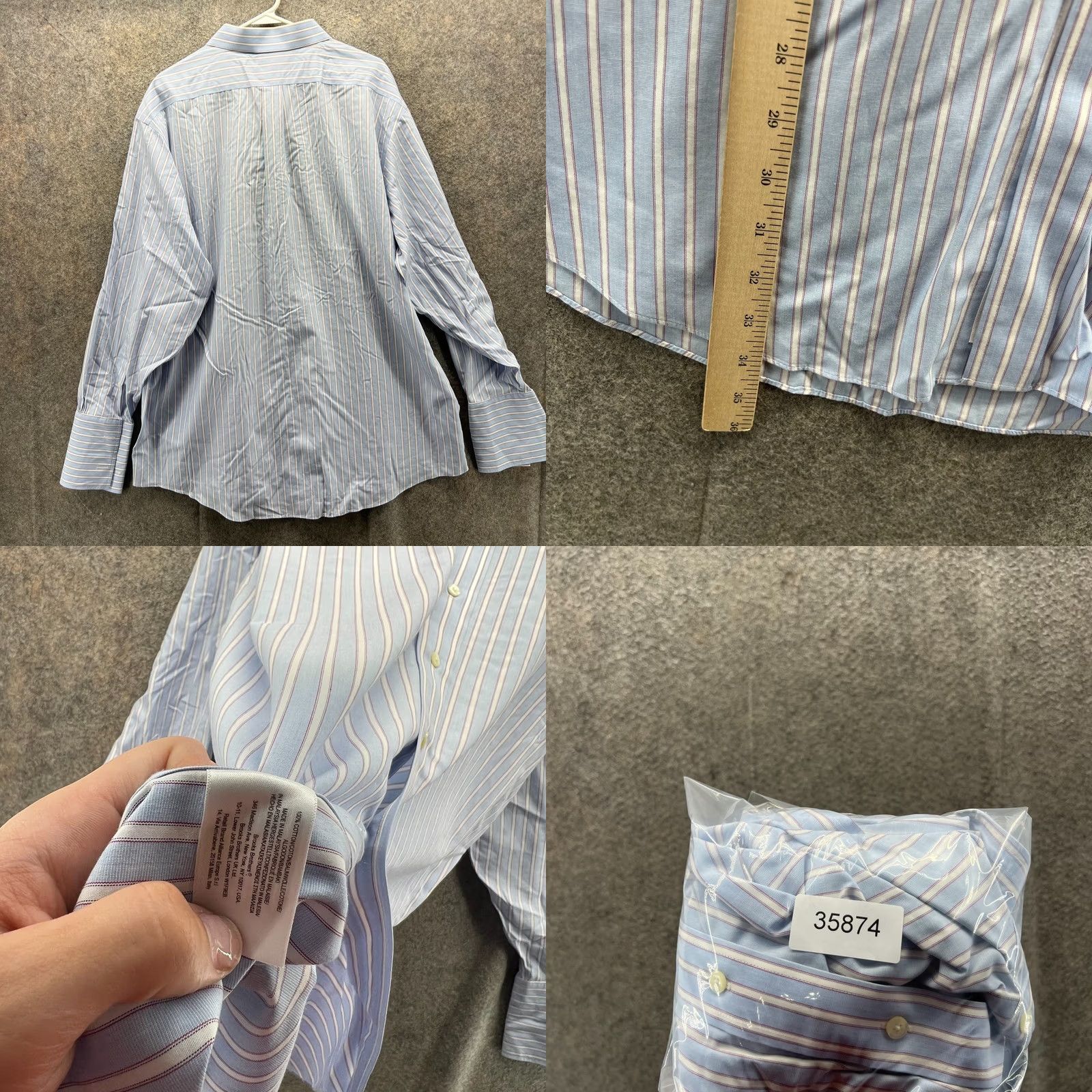 Brooks Brothers Brooks Brothers Shirt Mens 18 35 Blue Striped Oxford Button Down Preppy OCBD Shirt Size US XXL / EU 58 / 5 - 8 Thumbnail