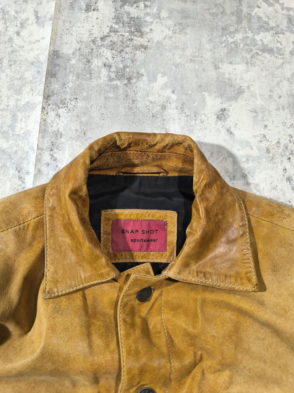 Leather Vtg Faded Distressed Leather Trucker Jacket Vintage 90s Size US L / EU 52-54 / 3 - 6 Thumbnail