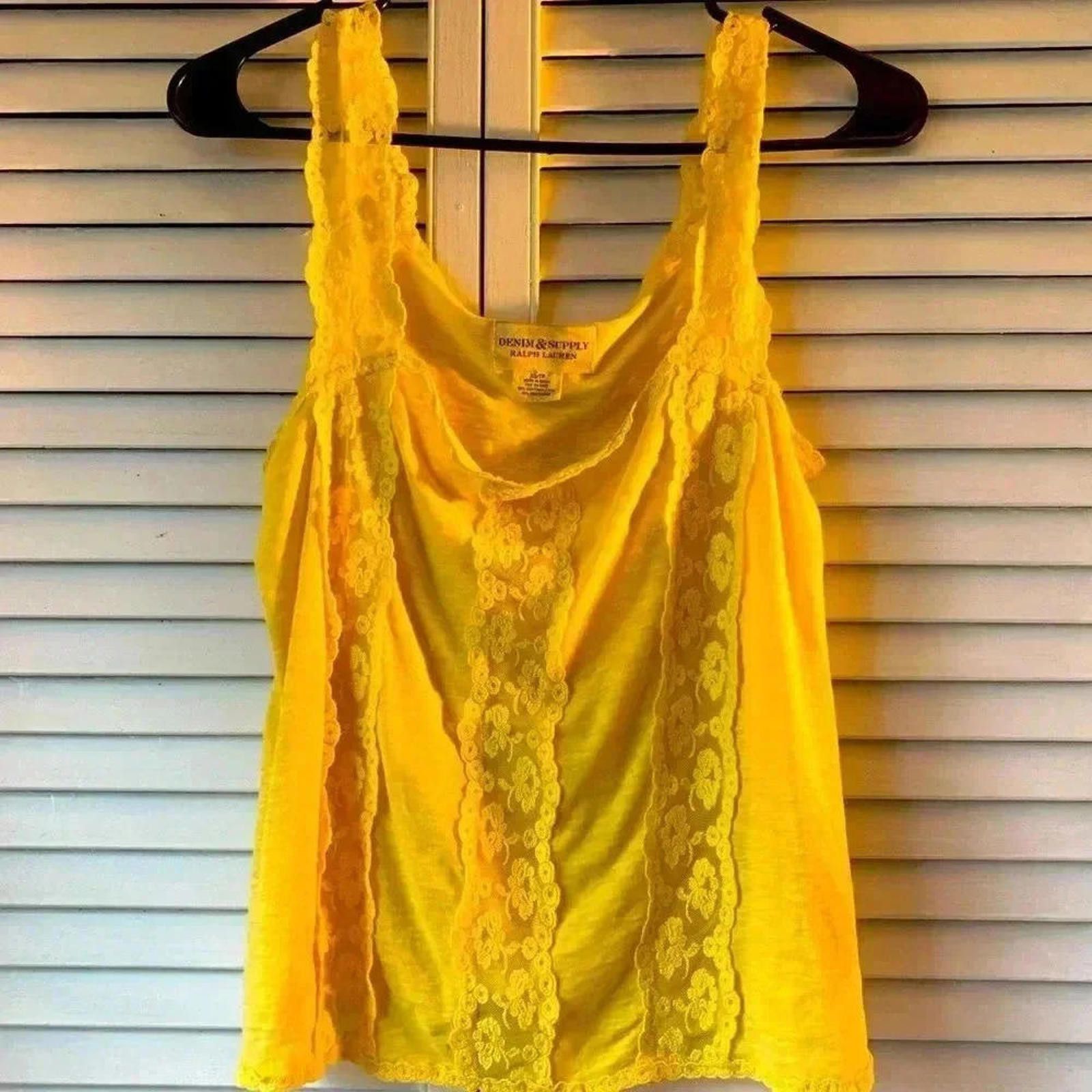 Denim & Supply Ralph Lauren Bright Yellow Lace-Trim Top by Denim & Supply Ralph Lauren Size XS / US 0-2 / IT 36-38 - 2 Thumbnail