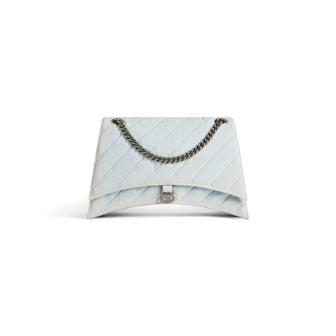 Balenciaga o1mt1gz0525 Size: OS / Crush Large Chain Bag Quilted Denim Size ONE SIZE - 1 Thumbnail