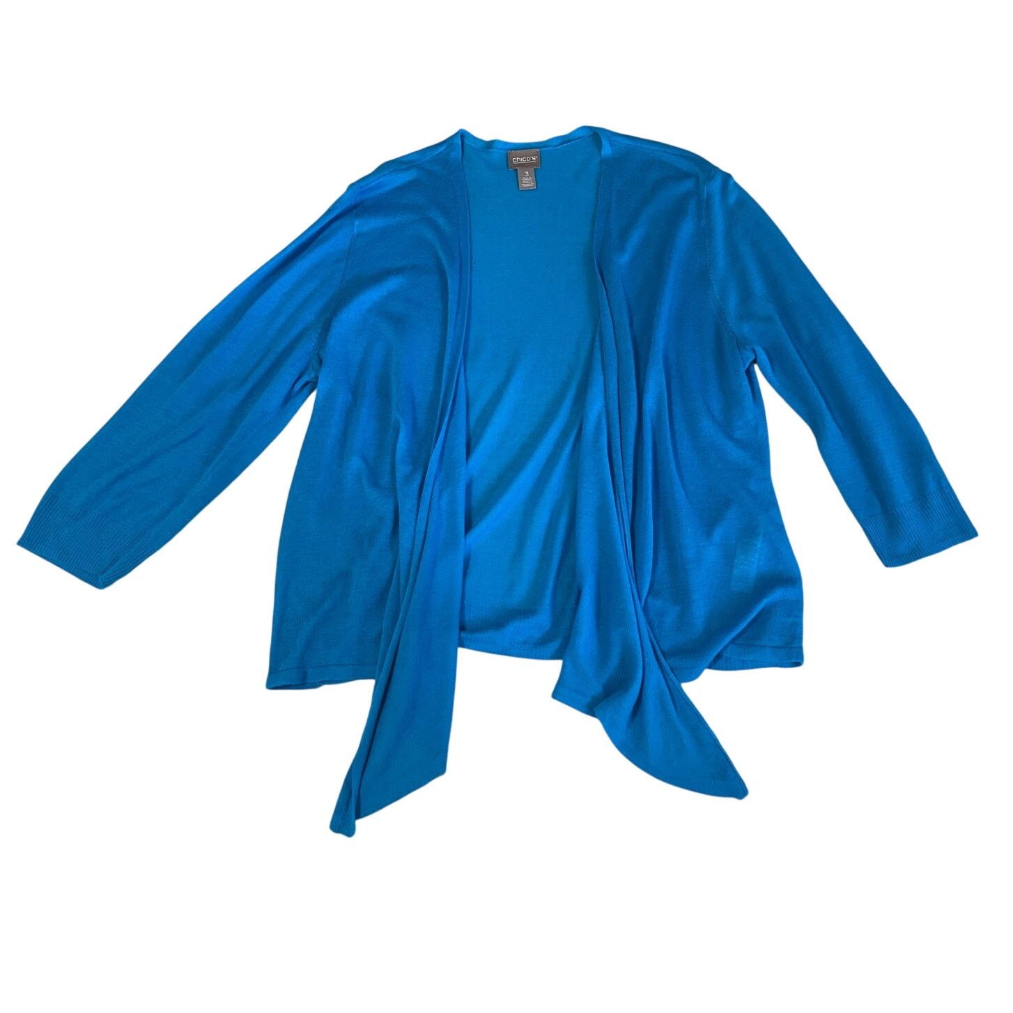 Chicos Chico's Blue Open Front Light Weight Cardigan 3 (XL) Size XL / US 12-14 / IT 48-50 - 9 Thumbnail