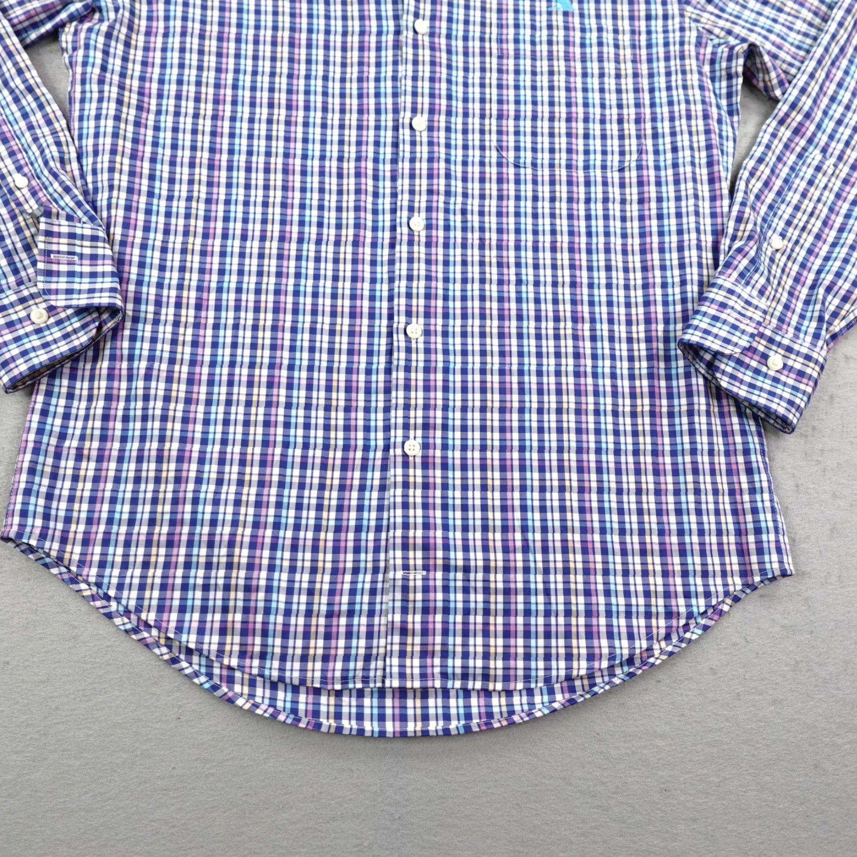 Peter Millar VINTAGE NO? (skip) Peter Millar Shirt Men Medium Blue Purple Plaid Button-Up Silk Blend Performance Shirt Size US M / EU 48-50 / 2 - 4 Thumbnail