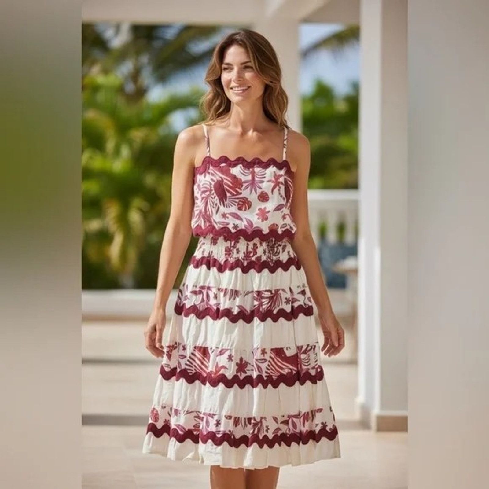 CAROLINE CONSTAS Caroline Constas Pink & White Floral Linen Two Piece Set Size M / US 6-8 / IT 42-44 - 1 Thumbnail