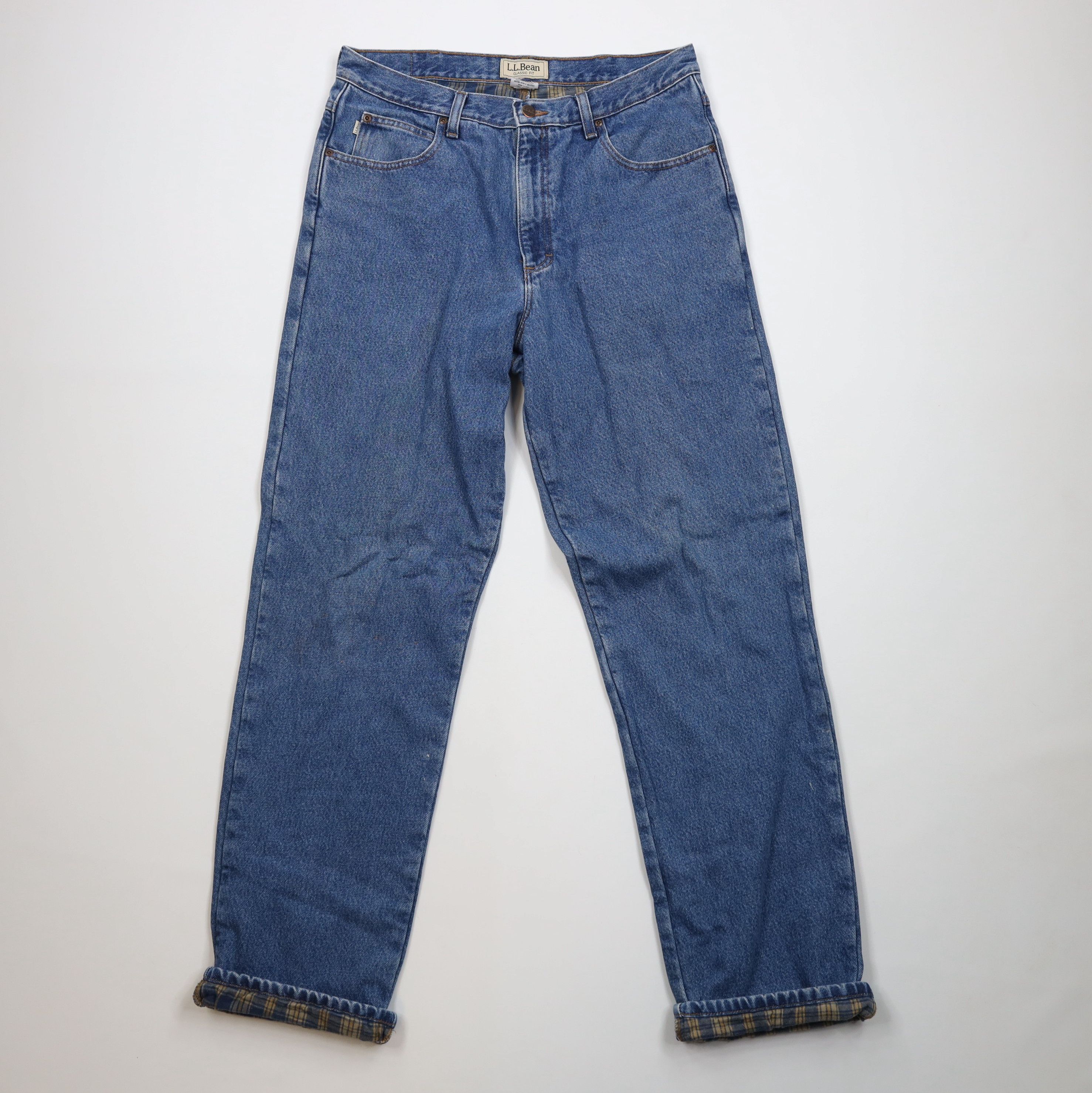 L.L. Bean Vintage 90s Y2K LL Bean Fit Flannel Lined Denim Jeans Blue Size US 34 / EU 50 - 1 Thumbnail
