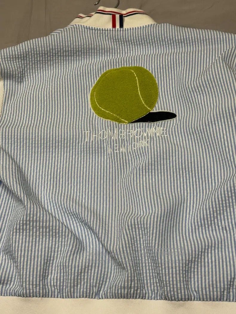 Thom Browne Thom Browne Blue and white striped baseball jacket Size US M / EU 48-50 / 2 - 9 Thumbnail