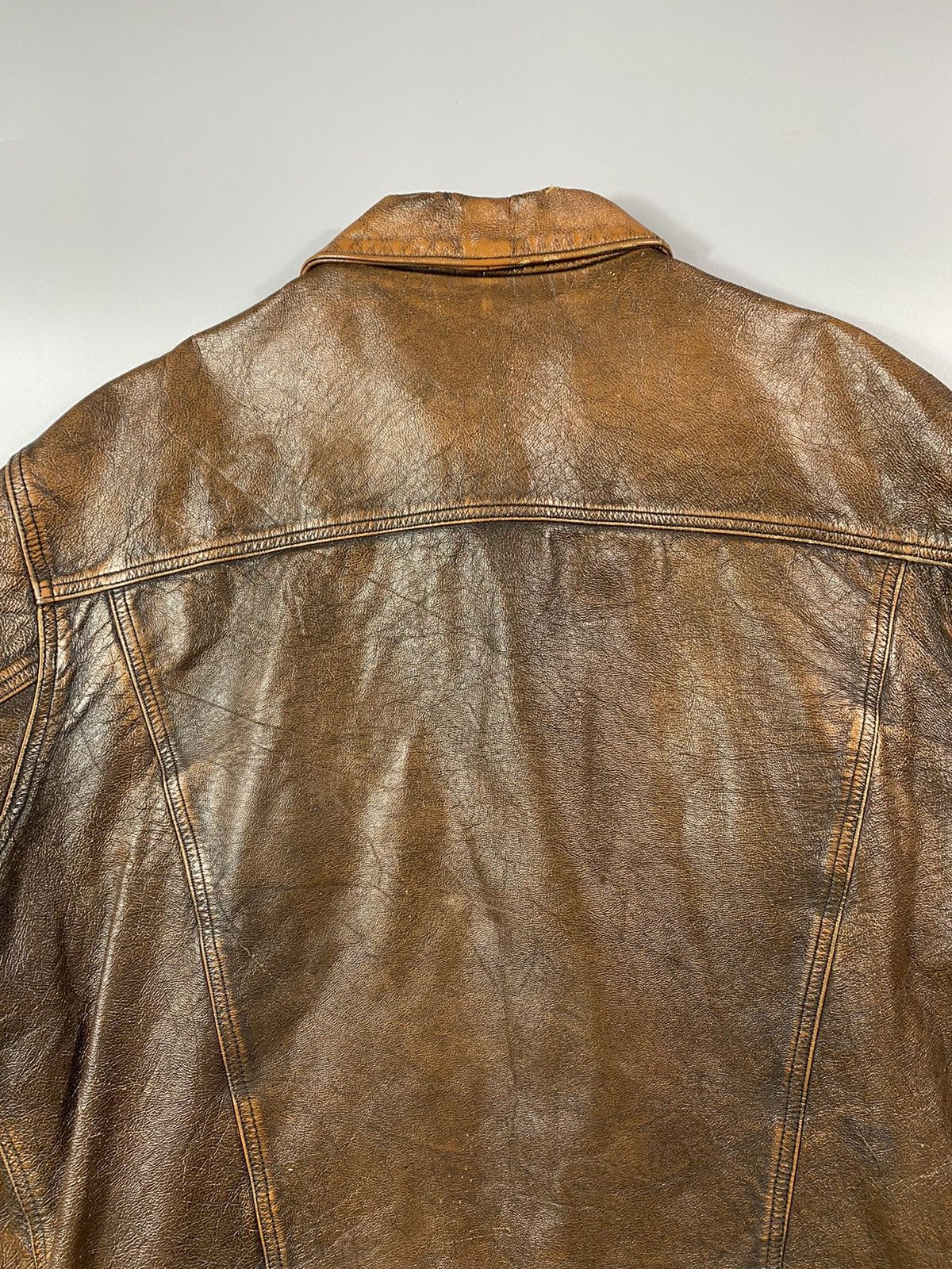 Levi's Grail! 1970s Levis Long Horn Trucker Leather Jacket Size US L / EU 52-54 / 3 - 15 Thumbnail