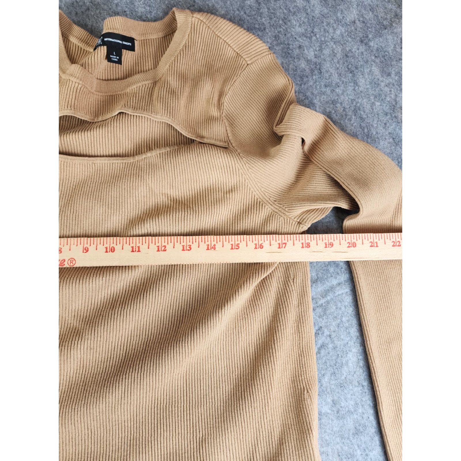 Vintage INC International Concepts Womens Sweater Pullover Round Neck Long Sleeve Size L Beige Yellow Size L / US 10 / IT 46 - 6 Thumbnail