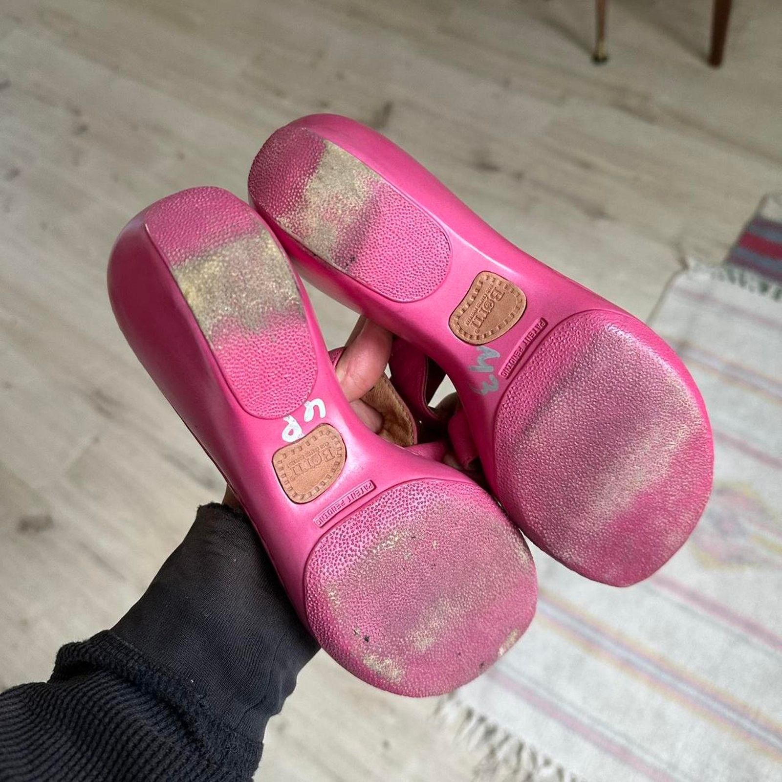 Vintage Vintage Pink Leather Strap Chunky Platform Slip On Sandals Size US 6 / IT 36 - 6 Thumbnail