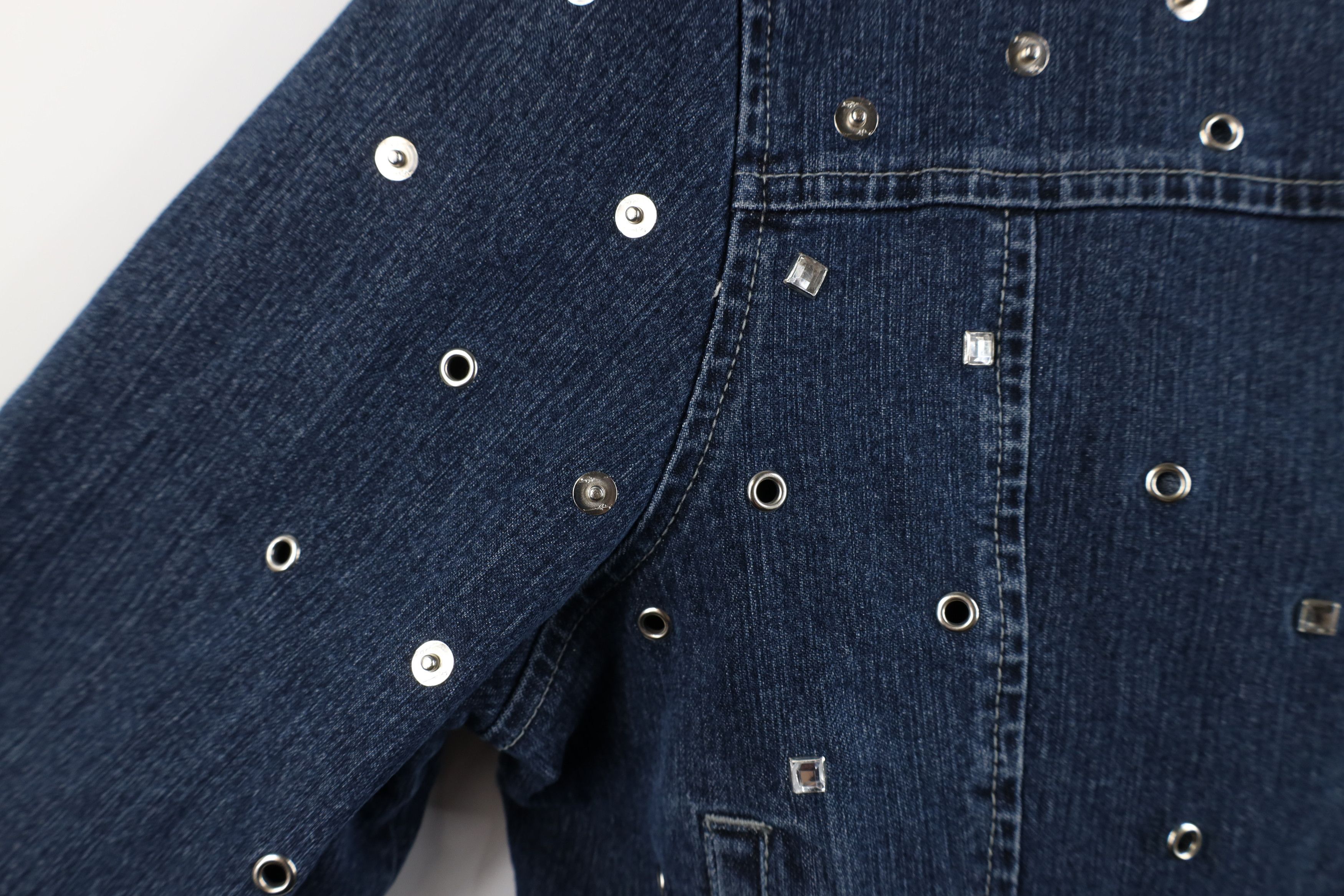 Fubu Vintage 90s Y2K FUBU Cropped Sequin Denim Jean Bomber Jacket Size XXL / US 16-18 / IT 52-54 - 6 Thumbnail
