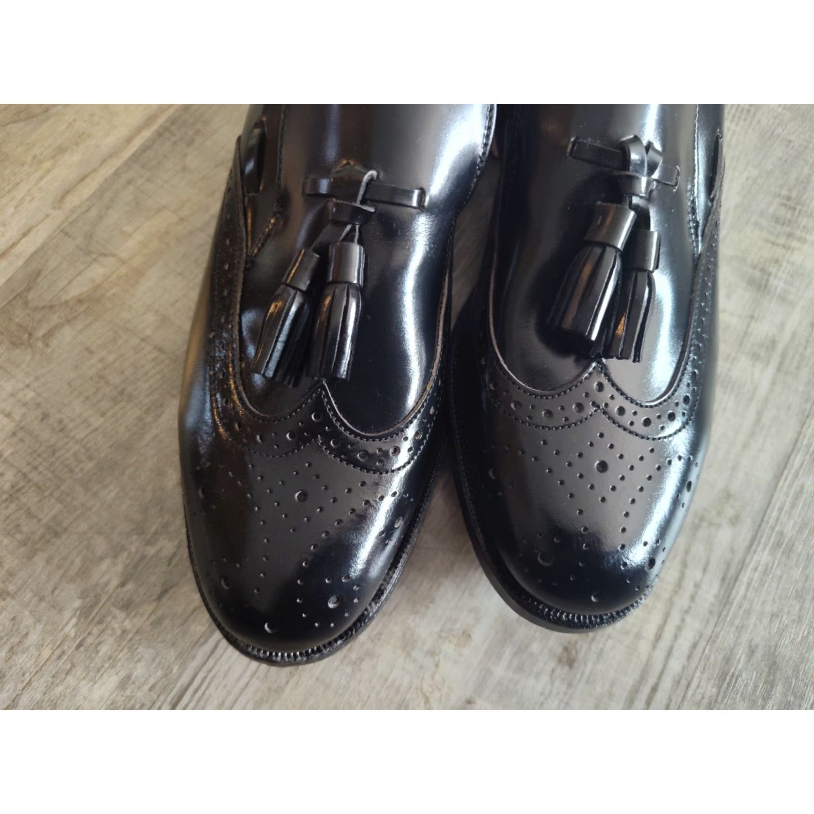 Imperial VINTAGE Mason Executive Imperial Men’s Dress Shoes Brogue Loafers Tasseled Full Brogue 70s Black Size 7 Mens Size US 7 / EU 40 - 2 Thumbnail