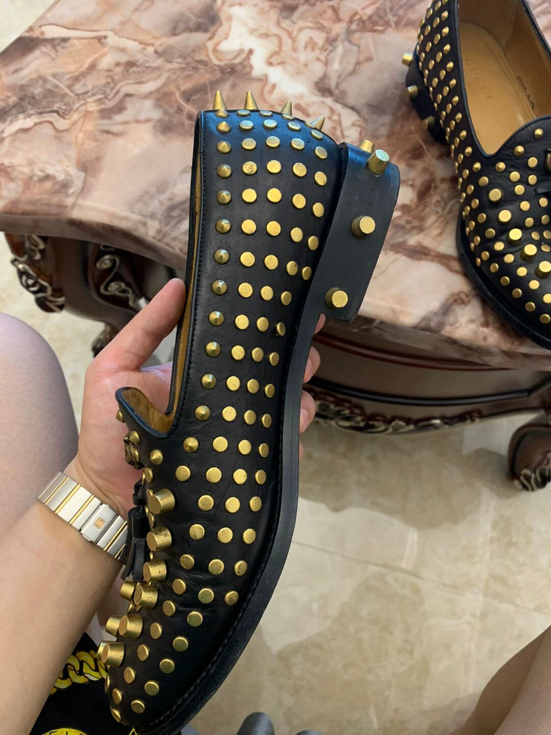 Gucci Gucci Men's Brass Studs Tiger Head Leather Sole Shoes Size US 9 / EU 42 - 3 Thumbnail