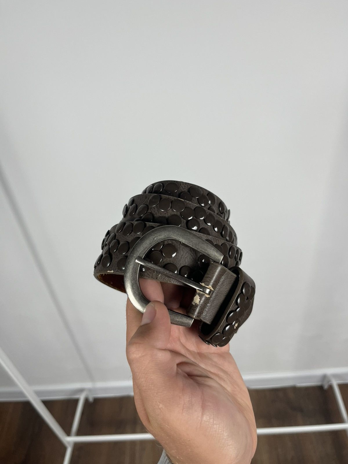 Other Vintage Faux Leather Studded Belt Punk Rock Biker Style Size ONE SIZE - 3 Thumbnail