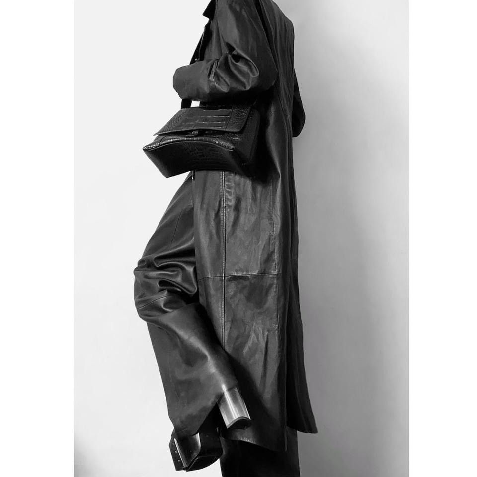 Vintage Super long Avant Garde Matrix leather maxi coat Size L / US 10 / IT 46 - 2 Thumbnail
