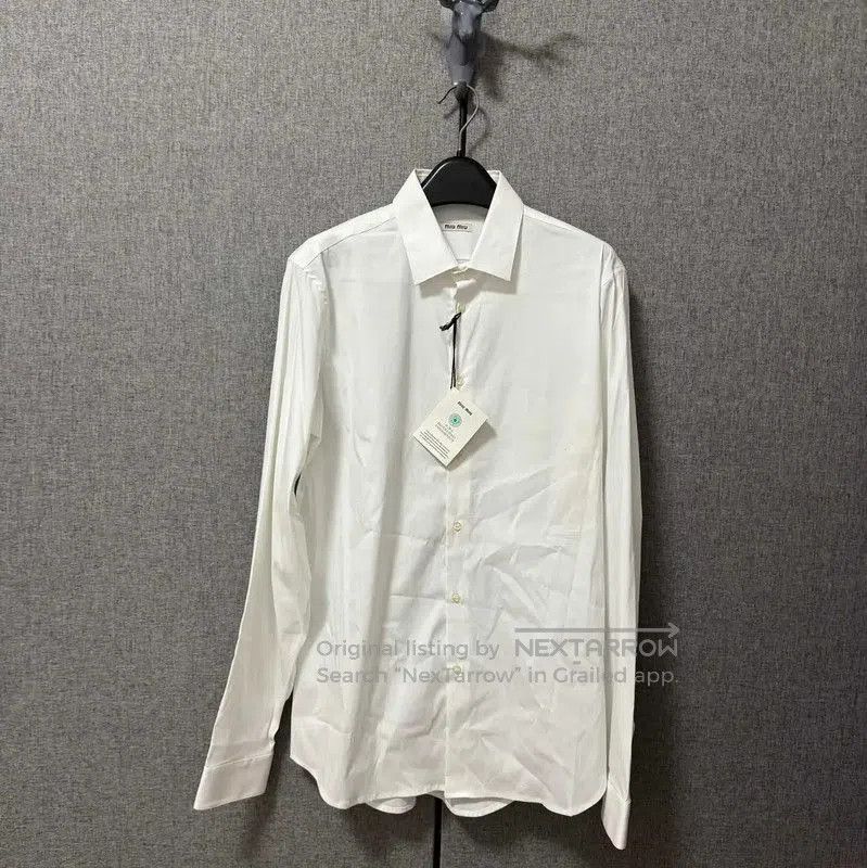 Miu Miu Miu Miu Men's White Cotton Long Sleeve Shirt . Size US M / EU 48-50 / 2 - 1 Thumbnail