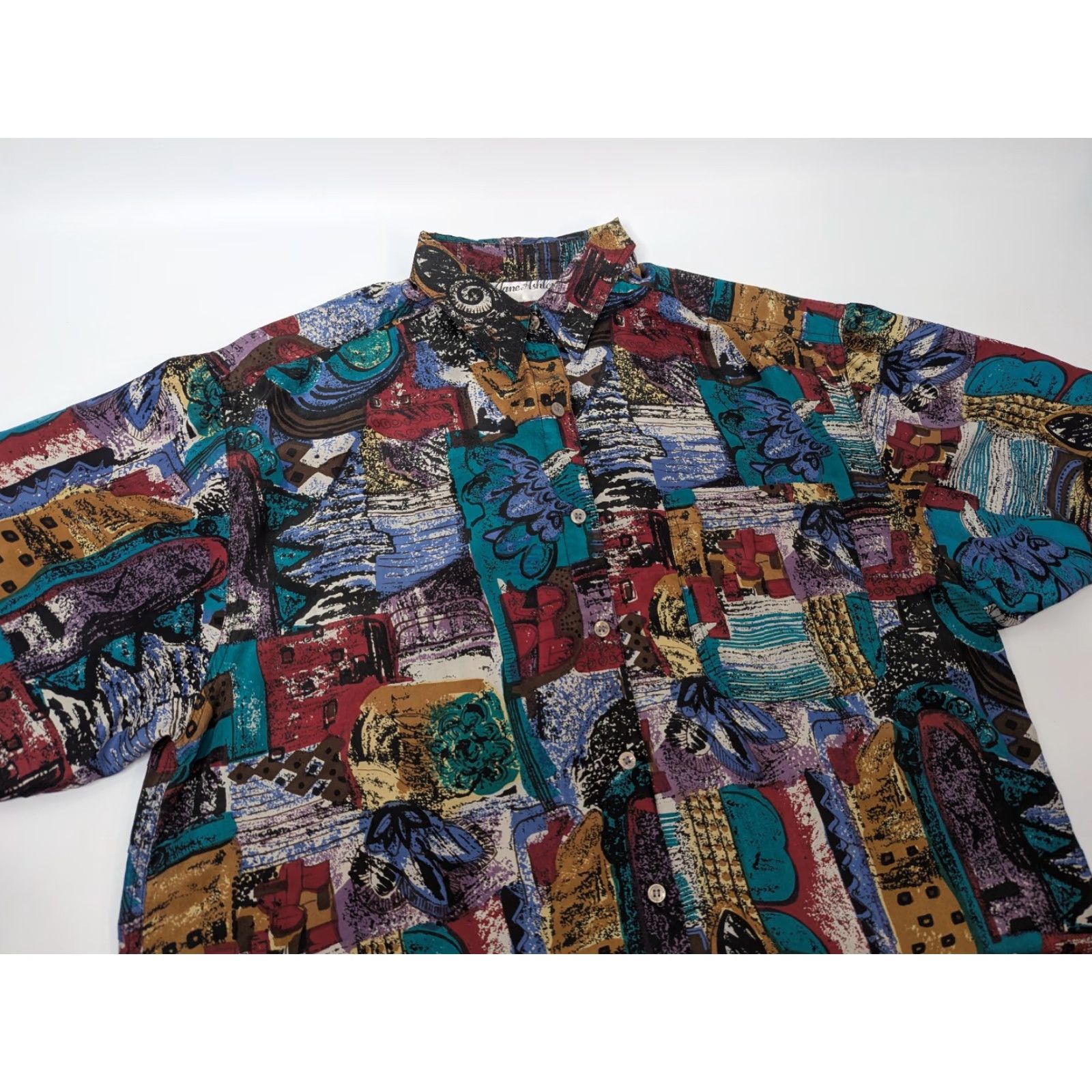 Vintage VINTAGE Jane Ashley Shirt Button Silk Short Sleeve Abstract Psychedelic Hawaiian Size M Size US M / EU 48-50 / 2 - 2 Thumbnail
