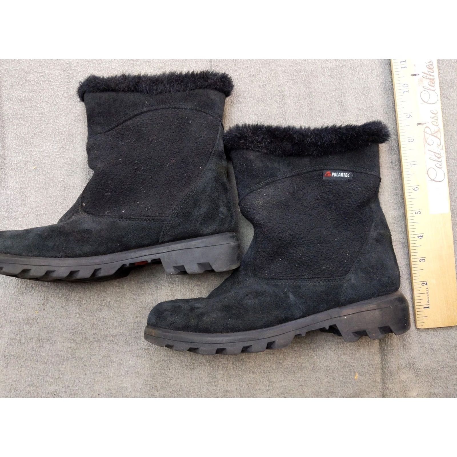 Vintage Sporto Womens Boots Snow Warm Insulated Black Mid-Calf Faux Fur Winter Leather 8M Womens Mens? Size US 8 / IT 38 - 2 Thumbnail