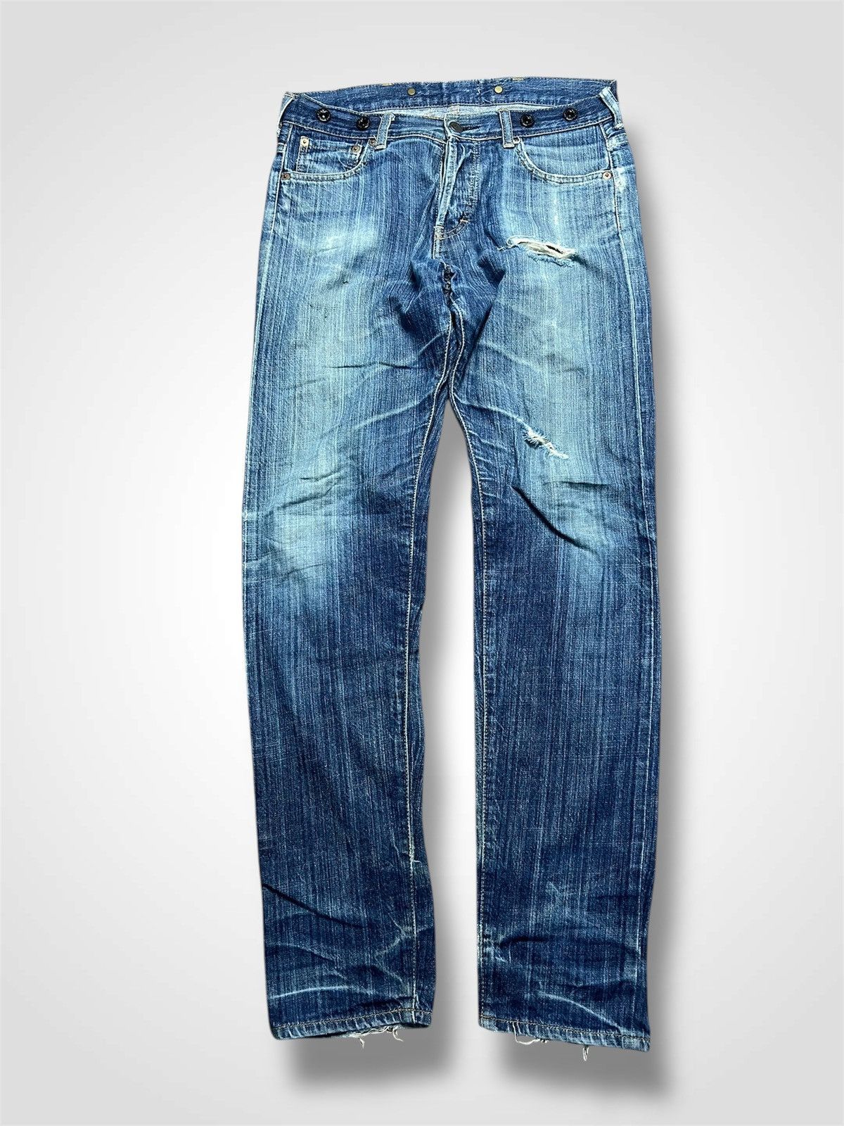 Beams Japan BEAMS BOY Japan Vintage Style Buckle Back Denim Jeans (45) Size 31" - 1 Thumbnail