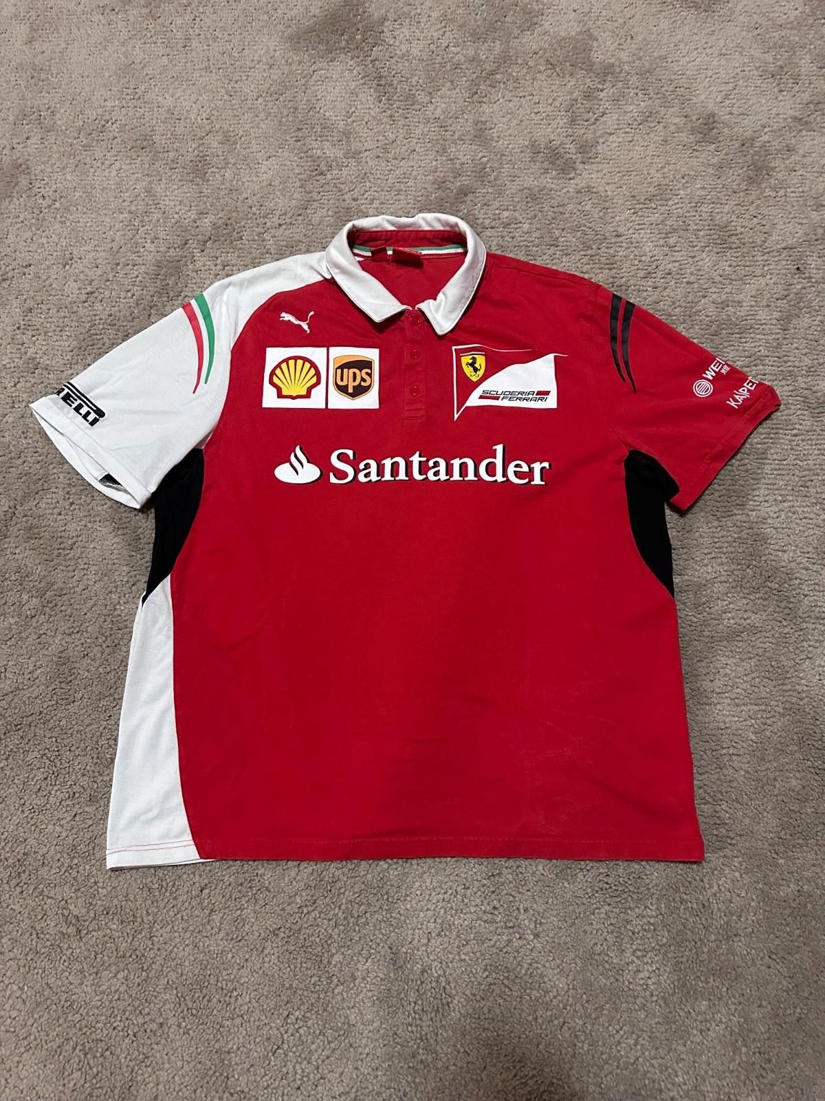 Puma Vintage Puma Ferrari Racing Red Polo Santander sponsor sz XL Size US XL / EU 56 / 4 - 1 Thumbnail