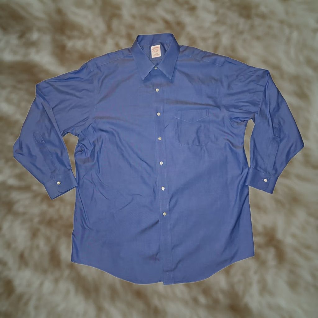 Brooks Brothers Brooks Brothers Non-Iron Supima Cotton Button Up Long Sleeve Dress Shirt Blue Mens 16 1/2 33 Regular Fit Collared Business Casual Classic Modern Size US XS / EU 42 / 0 - 1 Thumbnail