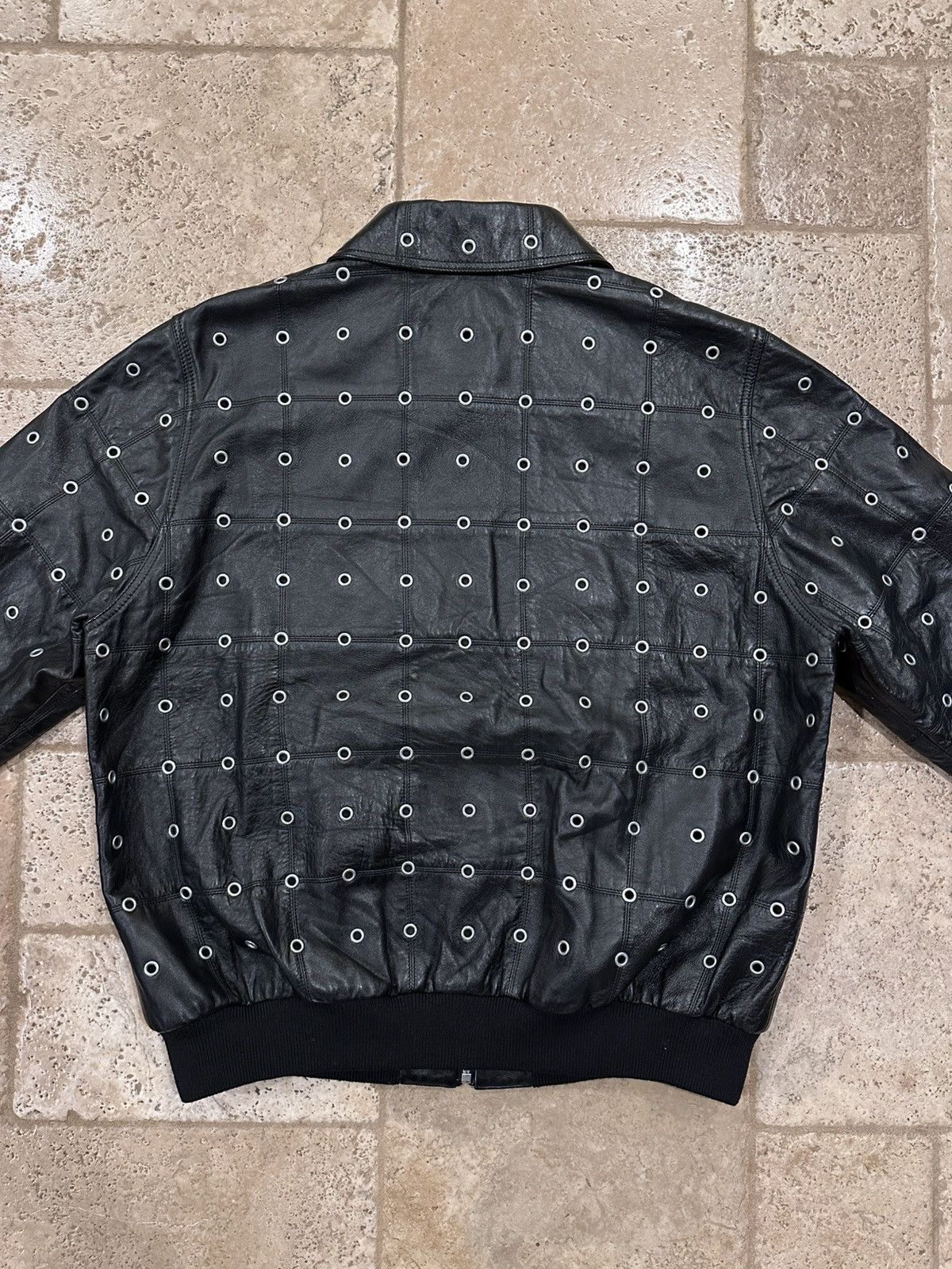 Celine × Hedi Slimane Celine x Hedi FW22 Leather Eyelet Cut-Out Stud Patch Jacket Size US L / EU 52-54 / 3 - 12 Thumbnail
