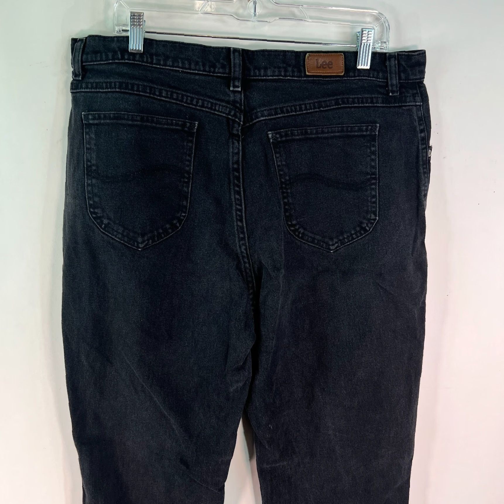 Lee Lee Womens Flat Front High Rise Casual Black Denim Straight Leg Jeans Size 18M Size 40" / US 18 - 7 Thumbnail