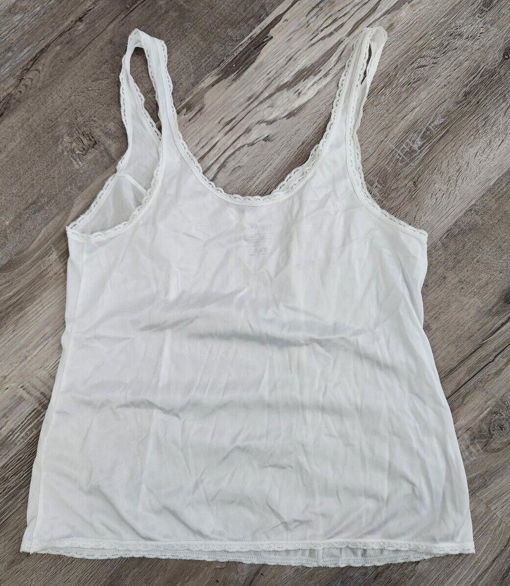 Designer Vanity Fair Slip Tank Top White Lace Trim Sz 34 Bust Size ONE SIZE - 2 Thumbnail