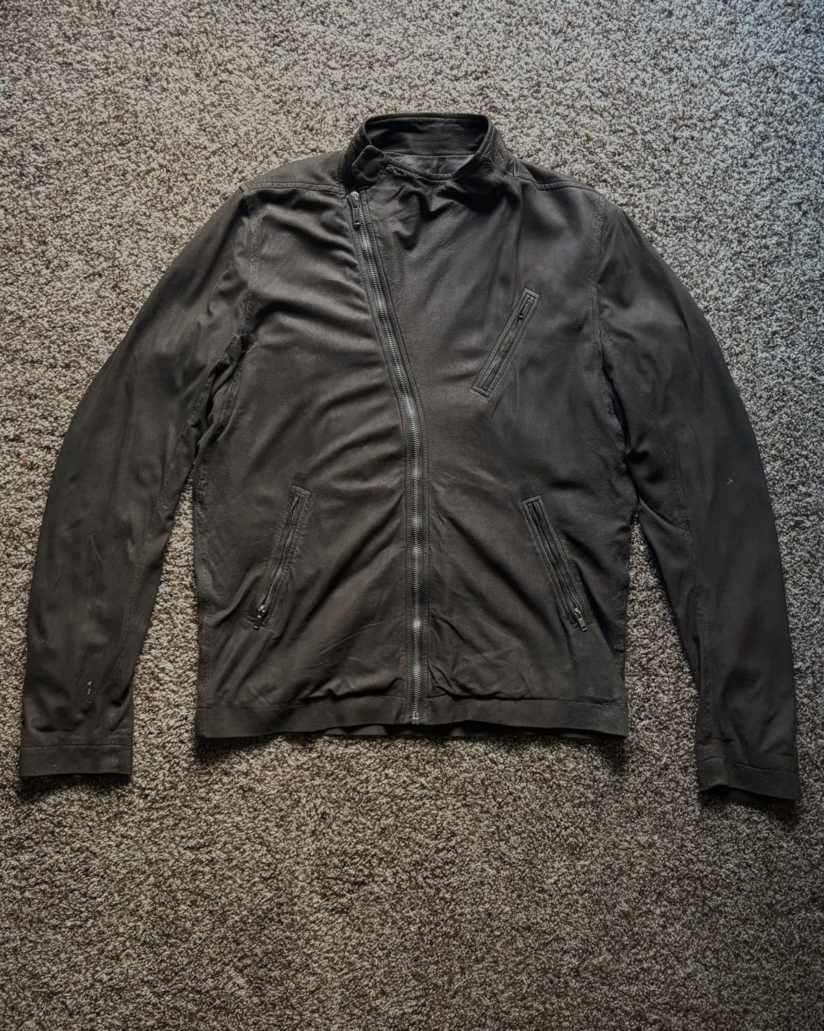 ジャケット・アウター 2011AW Rick Owens New Safari Biker JKT Rick Owens Leather Jacket FW 11 safari biker in grey s. 52