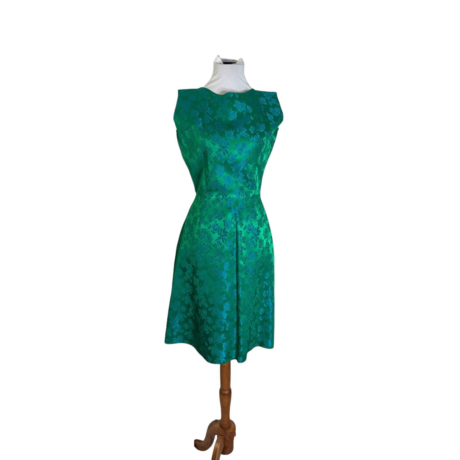 Vintage Vintage 1960s Green Blue Jacquard Wiggle Dress Jacket XS Size XS / US 0-2 / IT 36-38 - 4 Thumbnail
