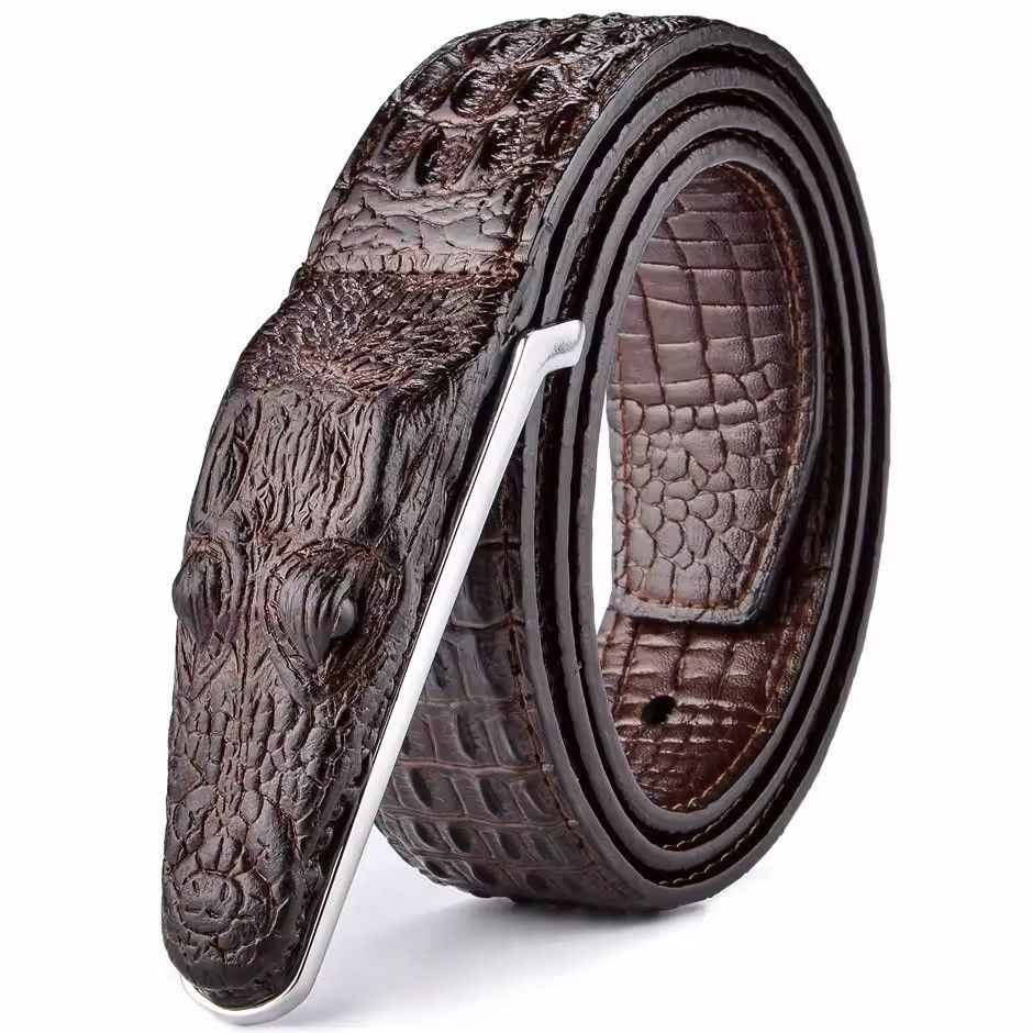 Japanese Brand Vintage 115 cm crocodile print embossed belt Size 30 - 5 Thumbnail