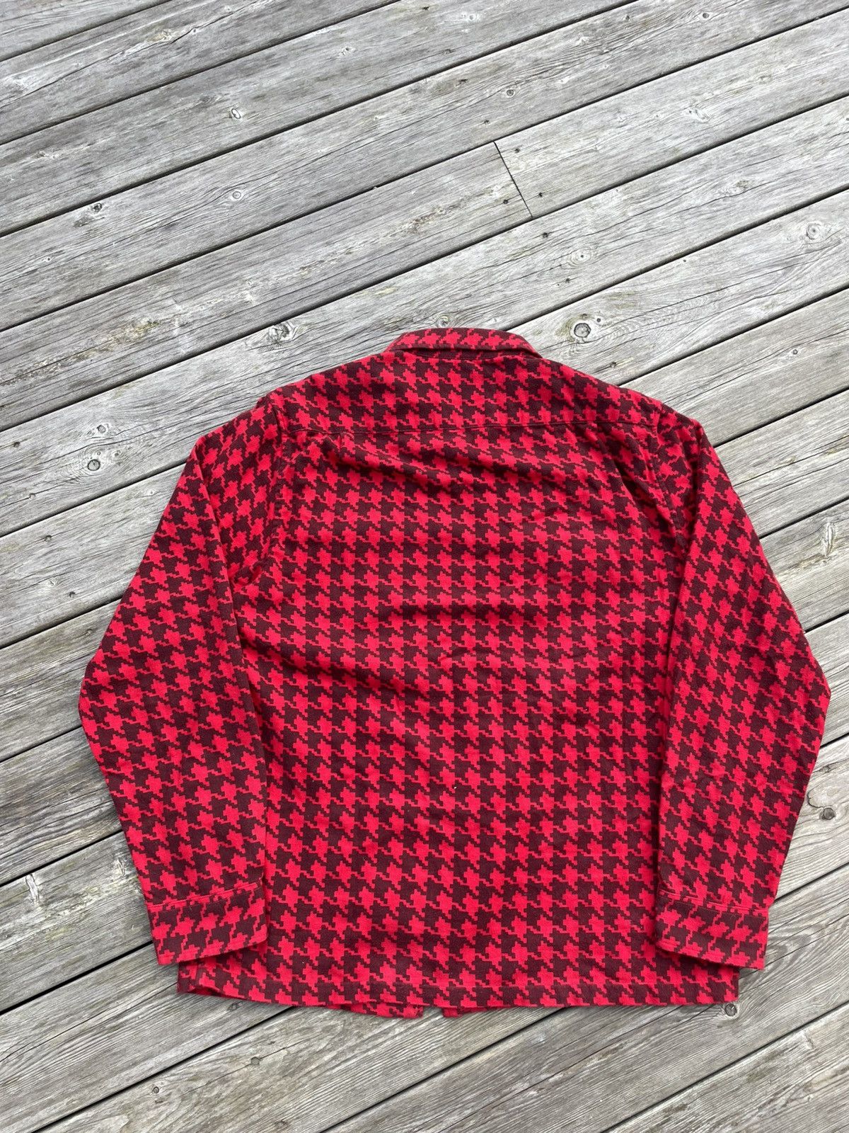 Supreme Supreme Houndstooth Flannel Zip Up Shirt FW18 Red Size Large Size US L / EU 52-54 / 3 - 11 Thumbnail