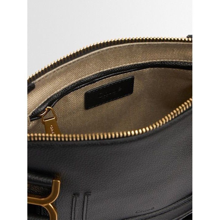 Chloe Small Hobo Black Grained Leather Top Handle Bag New &