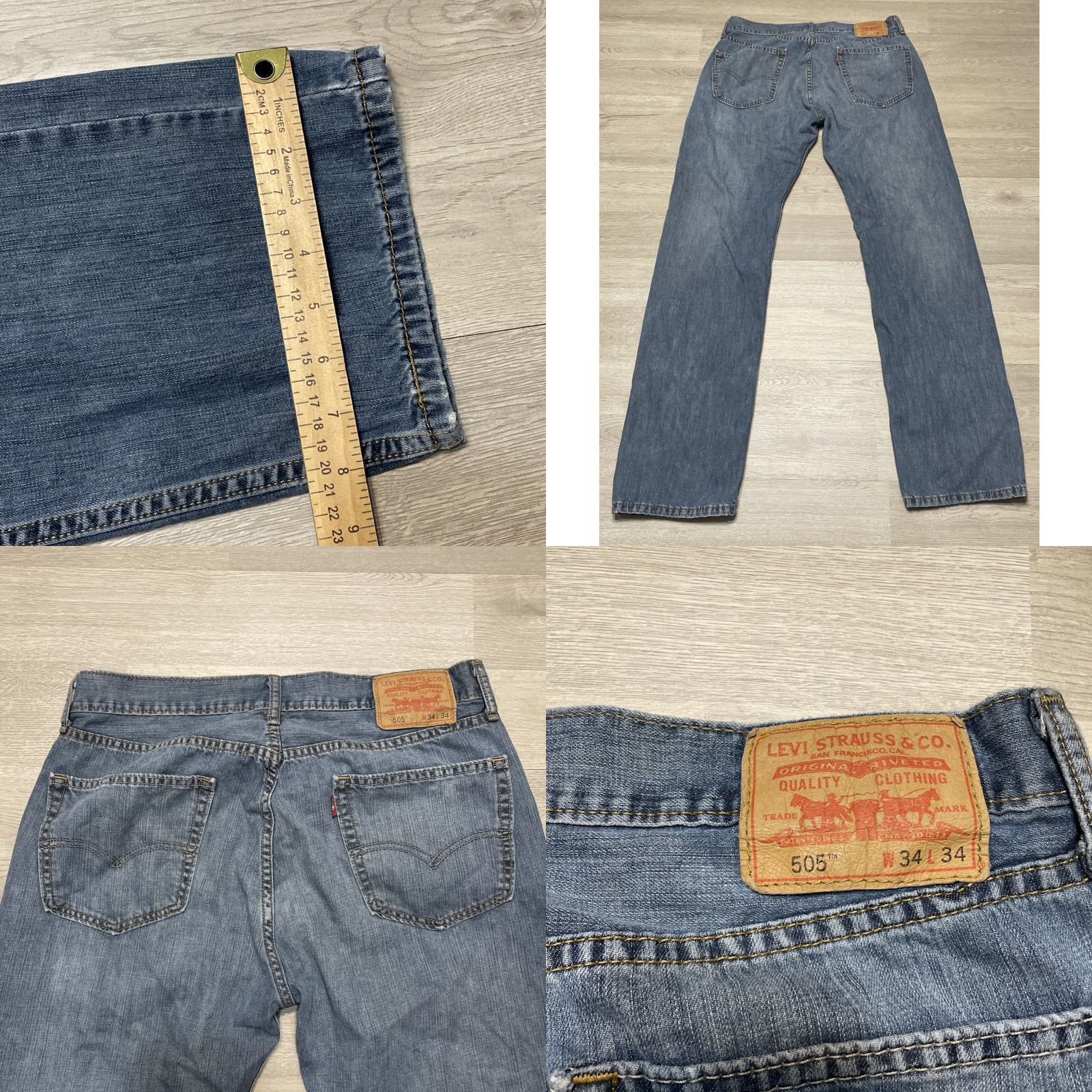 Levi's Levi's 505 Regular Fit Straight Leg Jeans Men 34x33 Blue Denim Casual Size US 34 / EU 50 - 8 Thumbnail