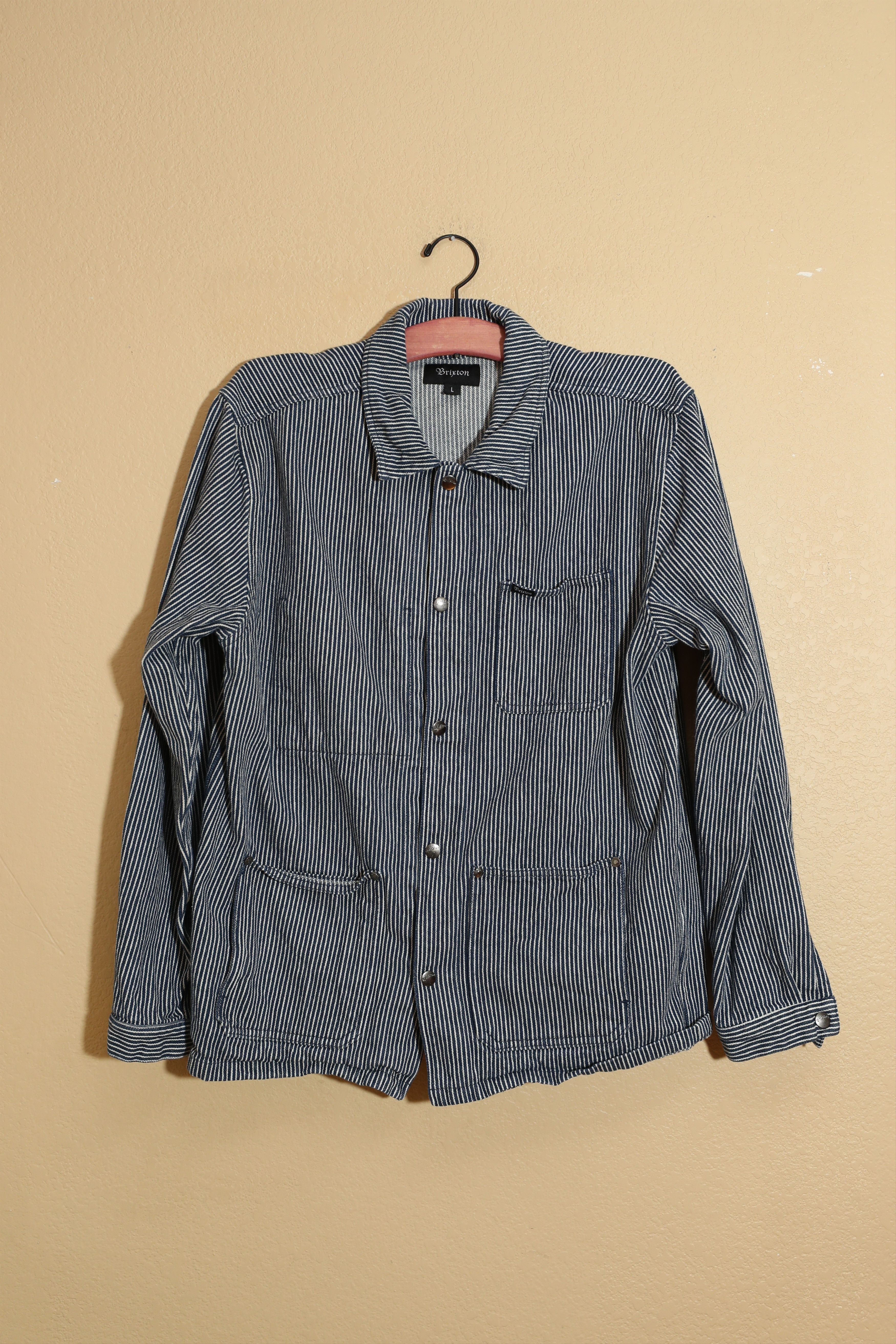 Brixton Brixton Striped Long Sleeve Overshirt (L) Size US L / EU 52-54 / 3 - 1 Thumbnail