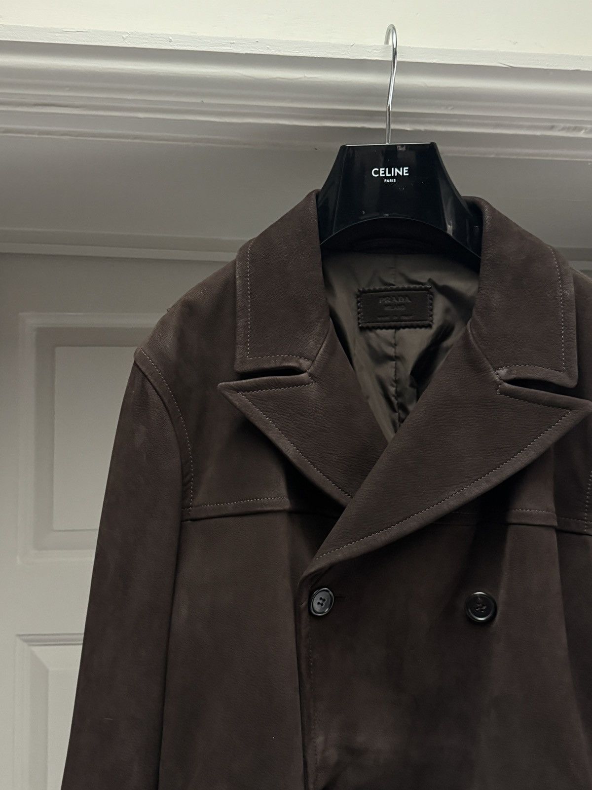 Prada Prada Double Breasted Leather Coat in Brown size IT 52 Size US L / EU 52-54 / 3 - 10 Thumbnail