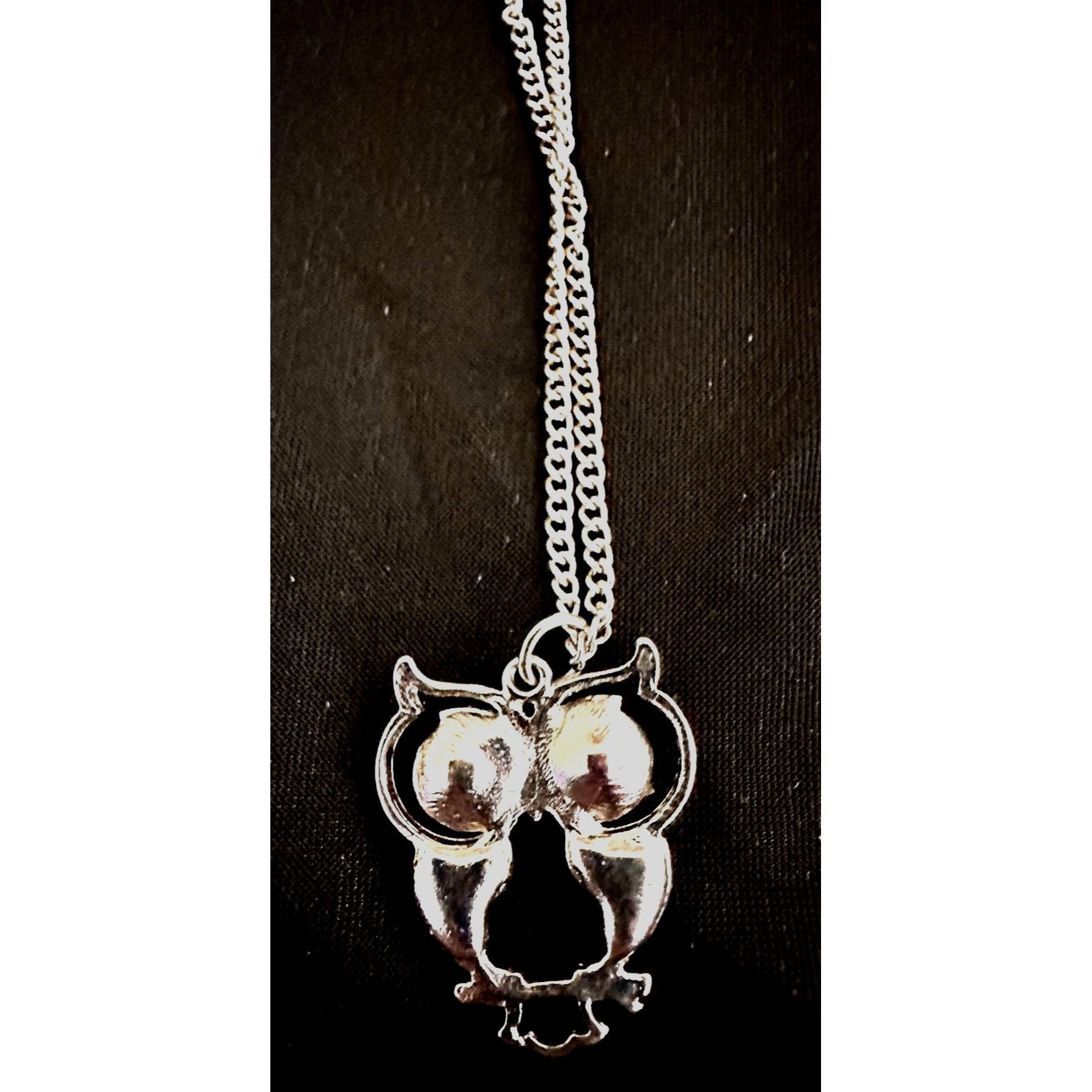 Vintage Vintage Owl Necklace Pendant 18 in Chain Crystals Chi Omega Size ONE SIZE - 6 Thumbnail