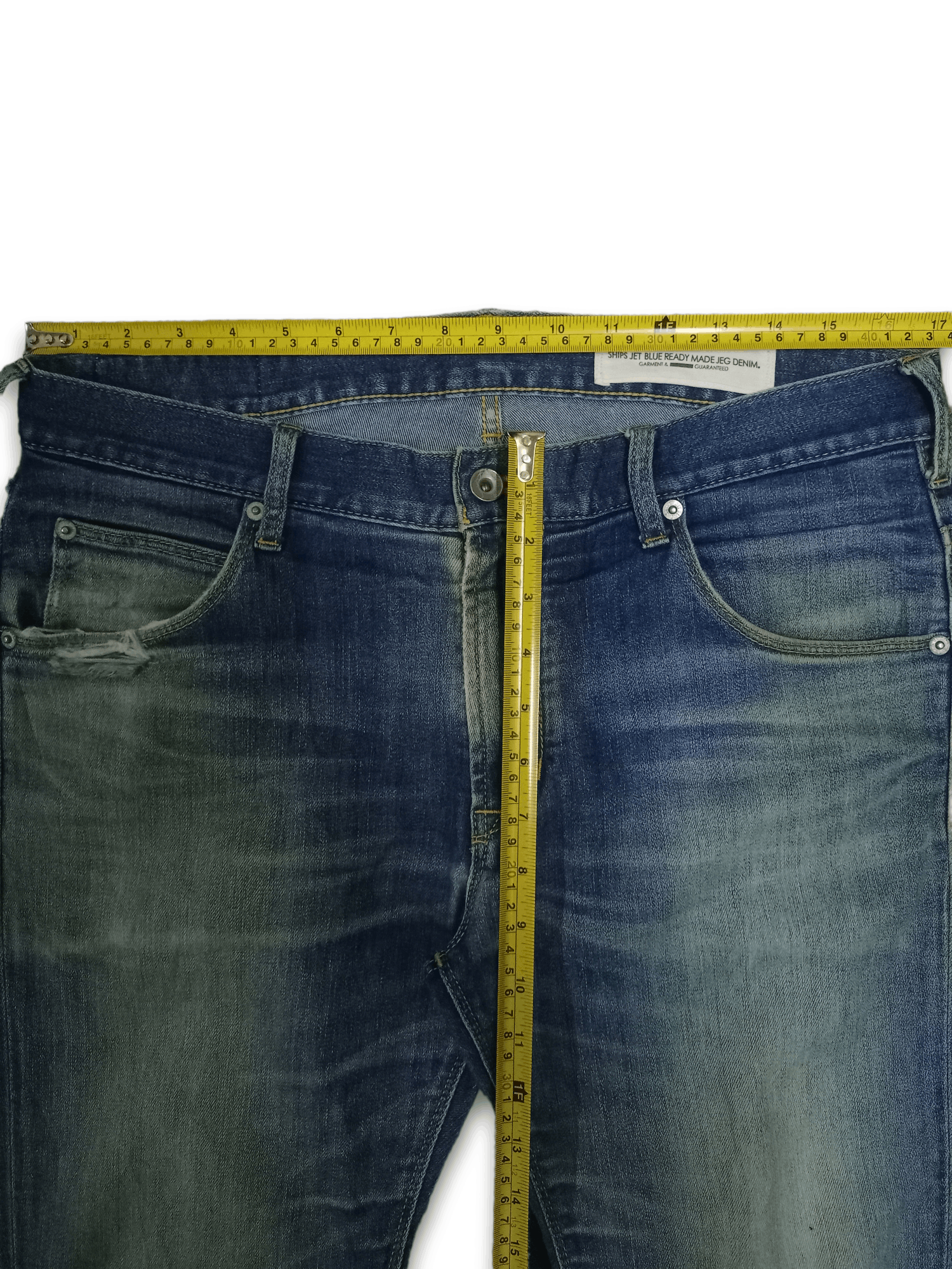 Japanese Brand × Ships Jet Blue Vintage Ships Jet Blue Blue Wash Distressed Jeans 34x31 Size US 34 / EU 50 - 8 Thumbnail