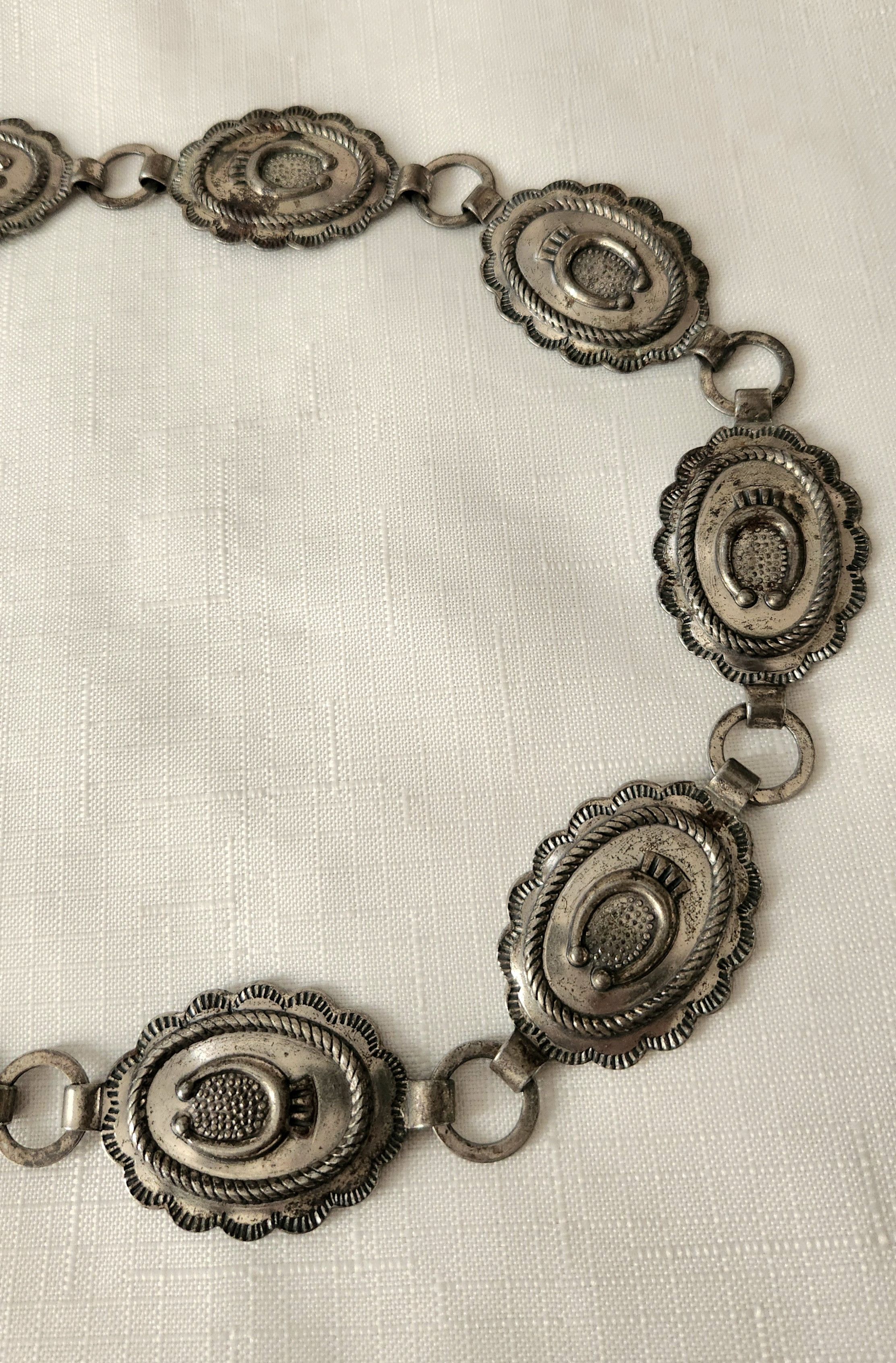 Other Sanford Sancrest R Concho Belt vtg Silver Patina color Natve Size ONE SIZE - 3 Thumbnail