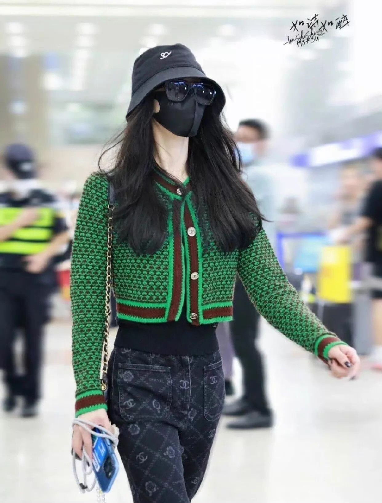 Chanel Chanel Liu Shishi tweed jacket green brown CC silver EU34 Size XS / US 0-2 / IT 36-38 - 2 Thumbnail